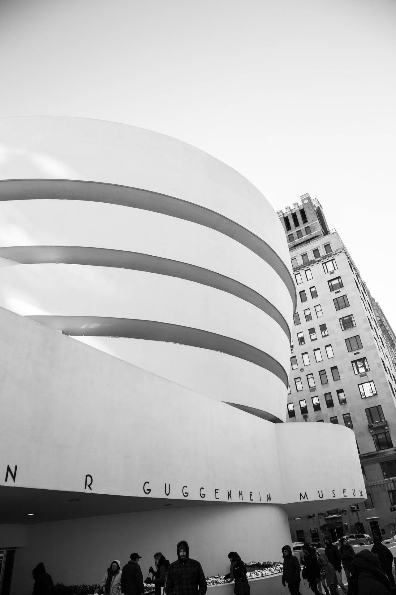 1280x1920 Download Guggenheim Museum New York Black And White Wallpaper