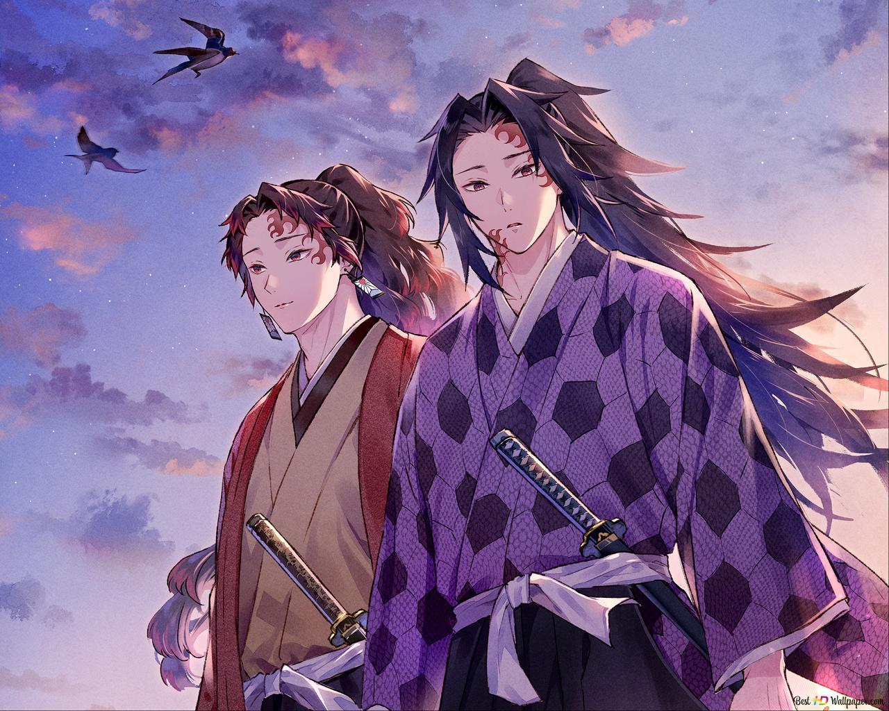1280x1024 Yoriichi tsugikuni sun breathing and michikatsu tsugikuni moon breathing 2K wallpaper download