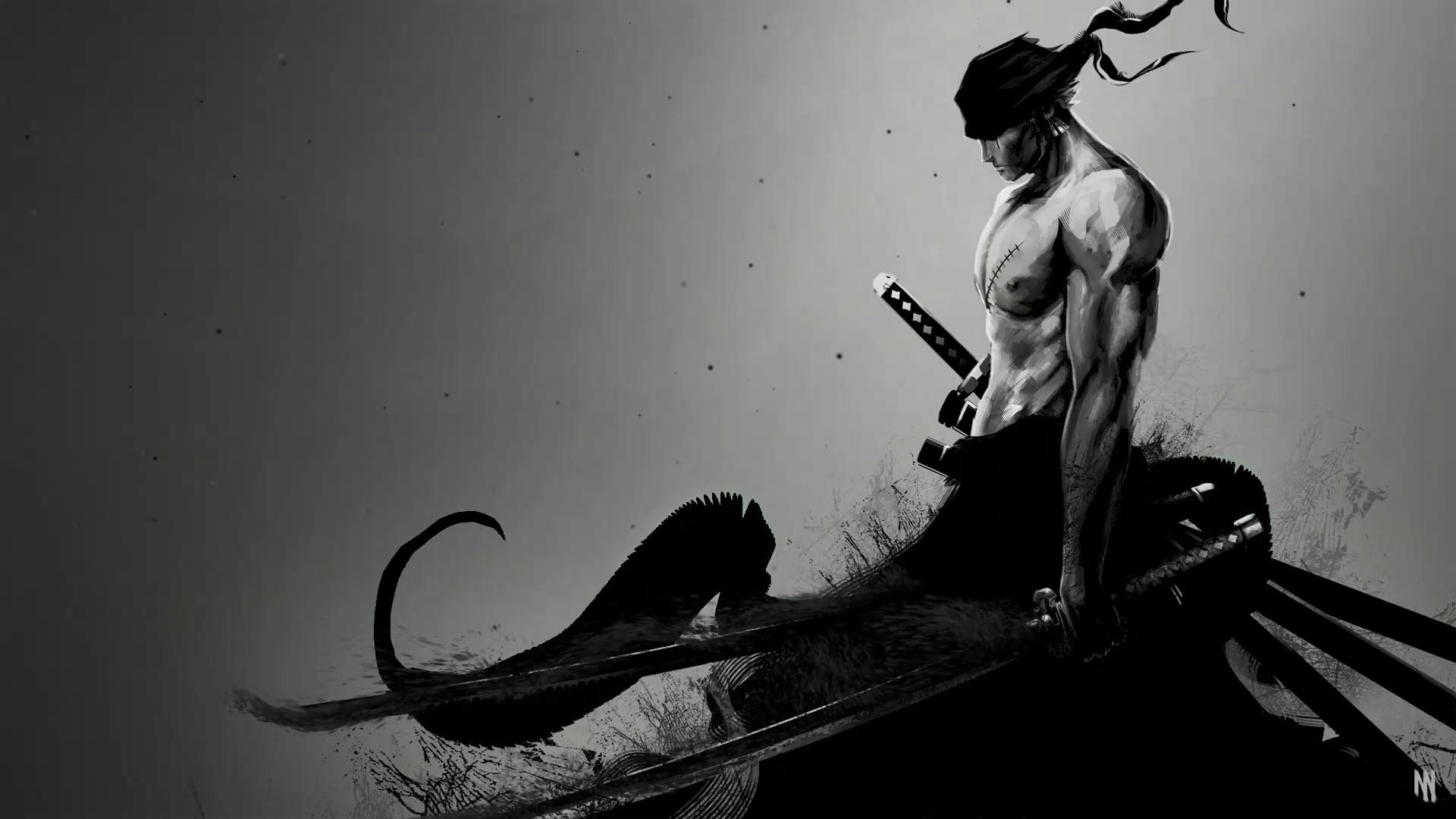 1920x1080 Zoro One Piece Black White Live Wallpaper