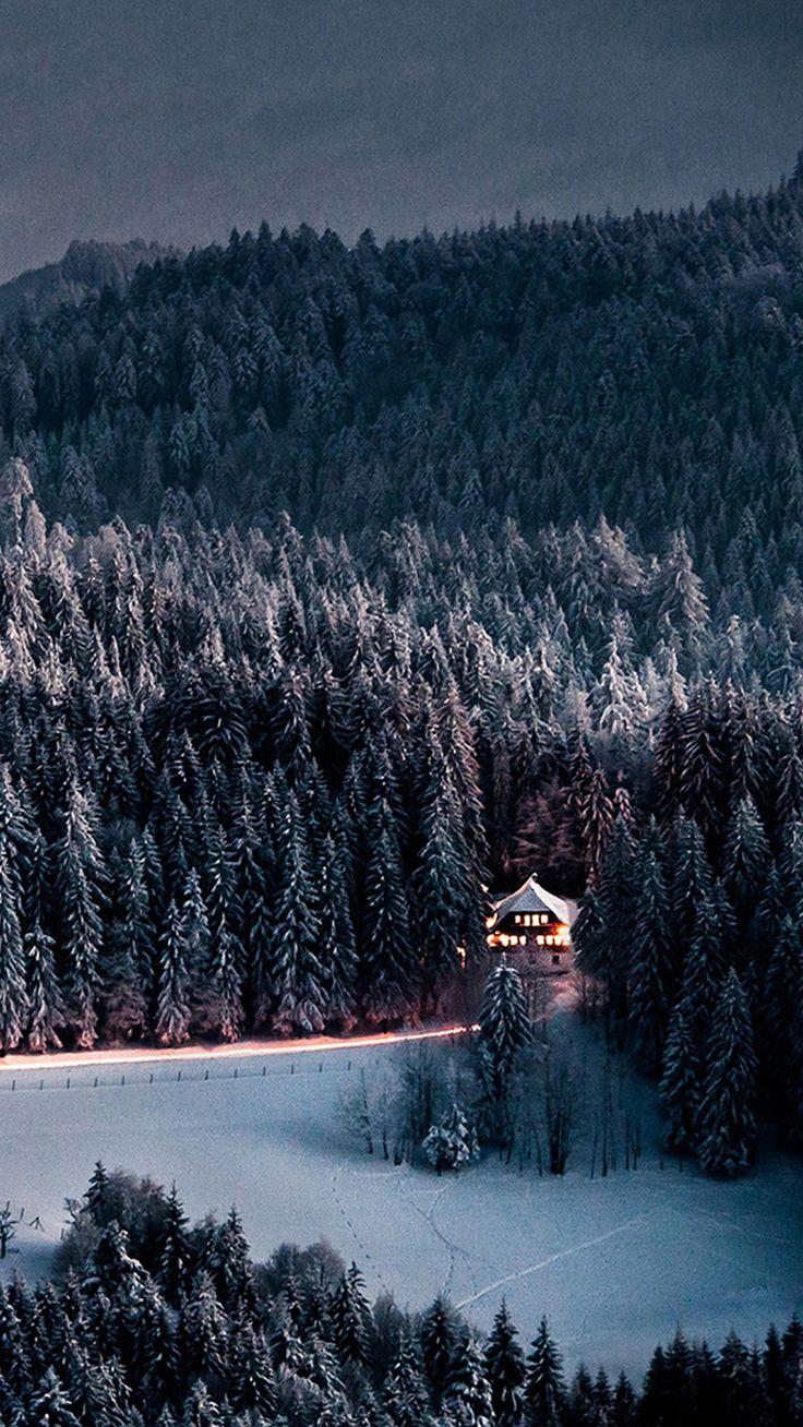 736x1308 Winter Snow Forest Chalet Retreat #iPhone #wallpaper. Black forest germany, Snow forest, Black forest
