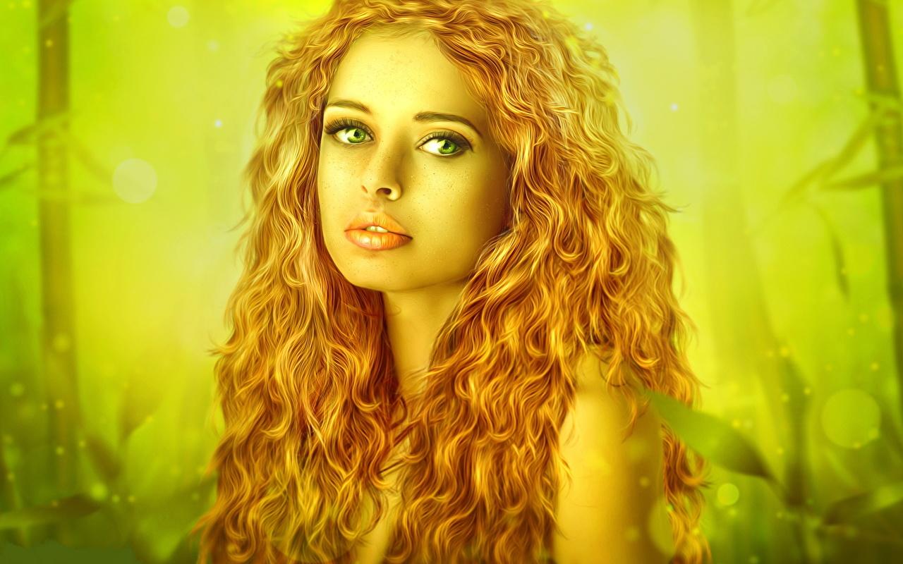 1280x800 Wallpaper Fantasy Curly Hair Girls Glance Redhead girl