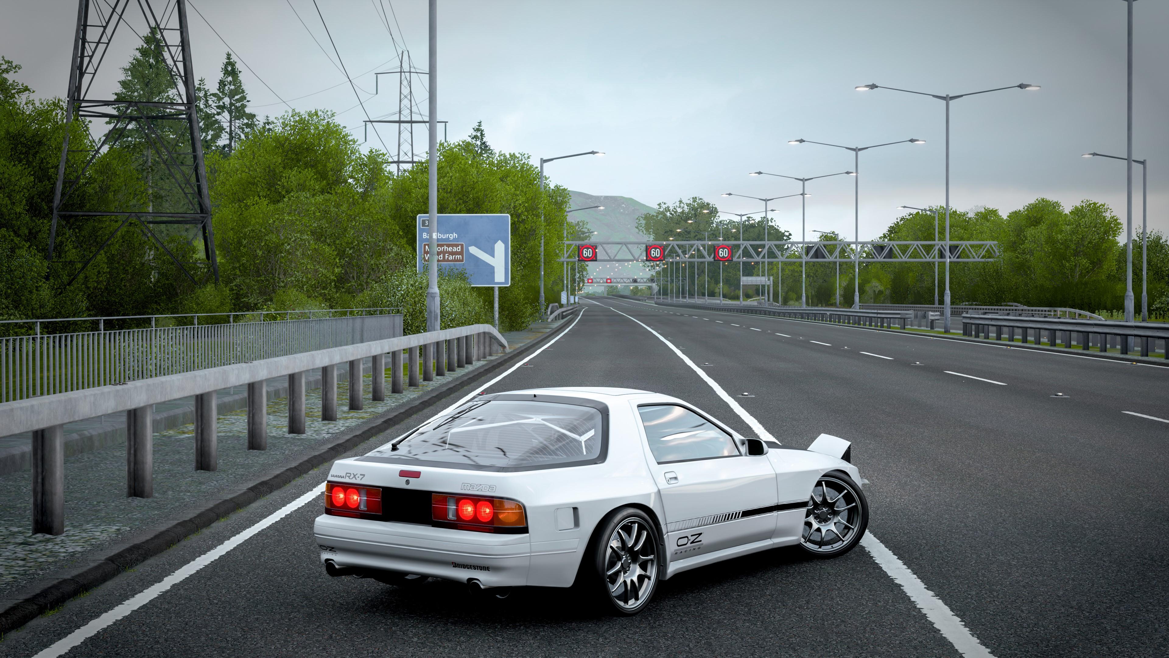 3840x2160 White Mazda Rx 7 Fc On Highway In Forza Horizon 4 HD Wallpaper