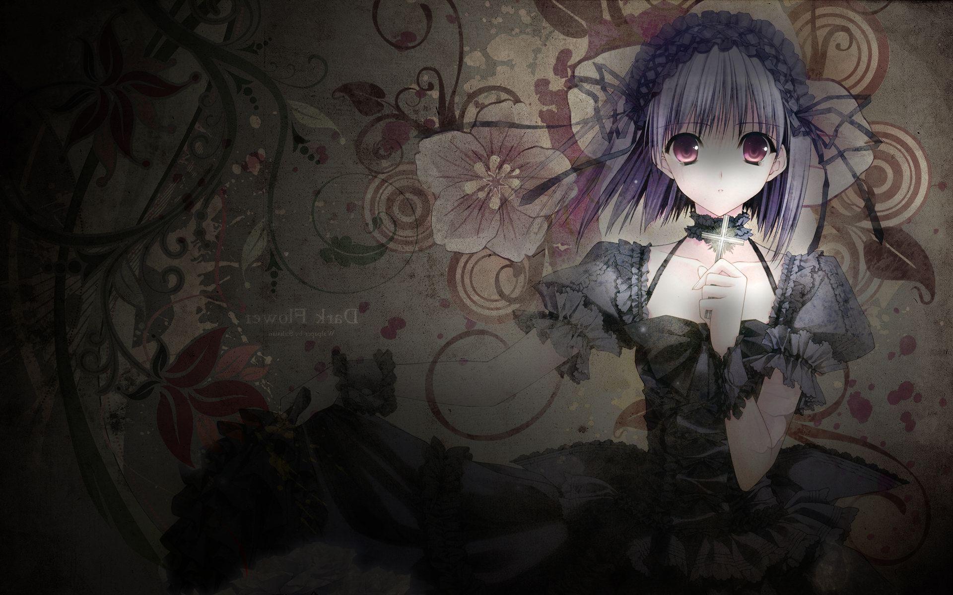 1920x1200 anime, Lavender, Purple Eyes, Purple Hair, Violet Eyes, Cross, Dress