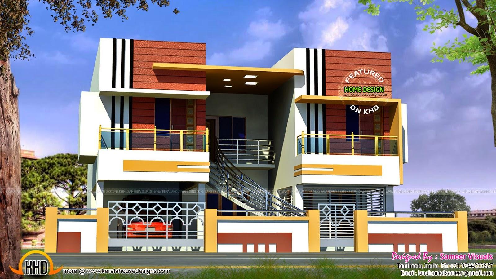 1600x900 Tamilnadu style duplex house home design and floor plans+ house designs