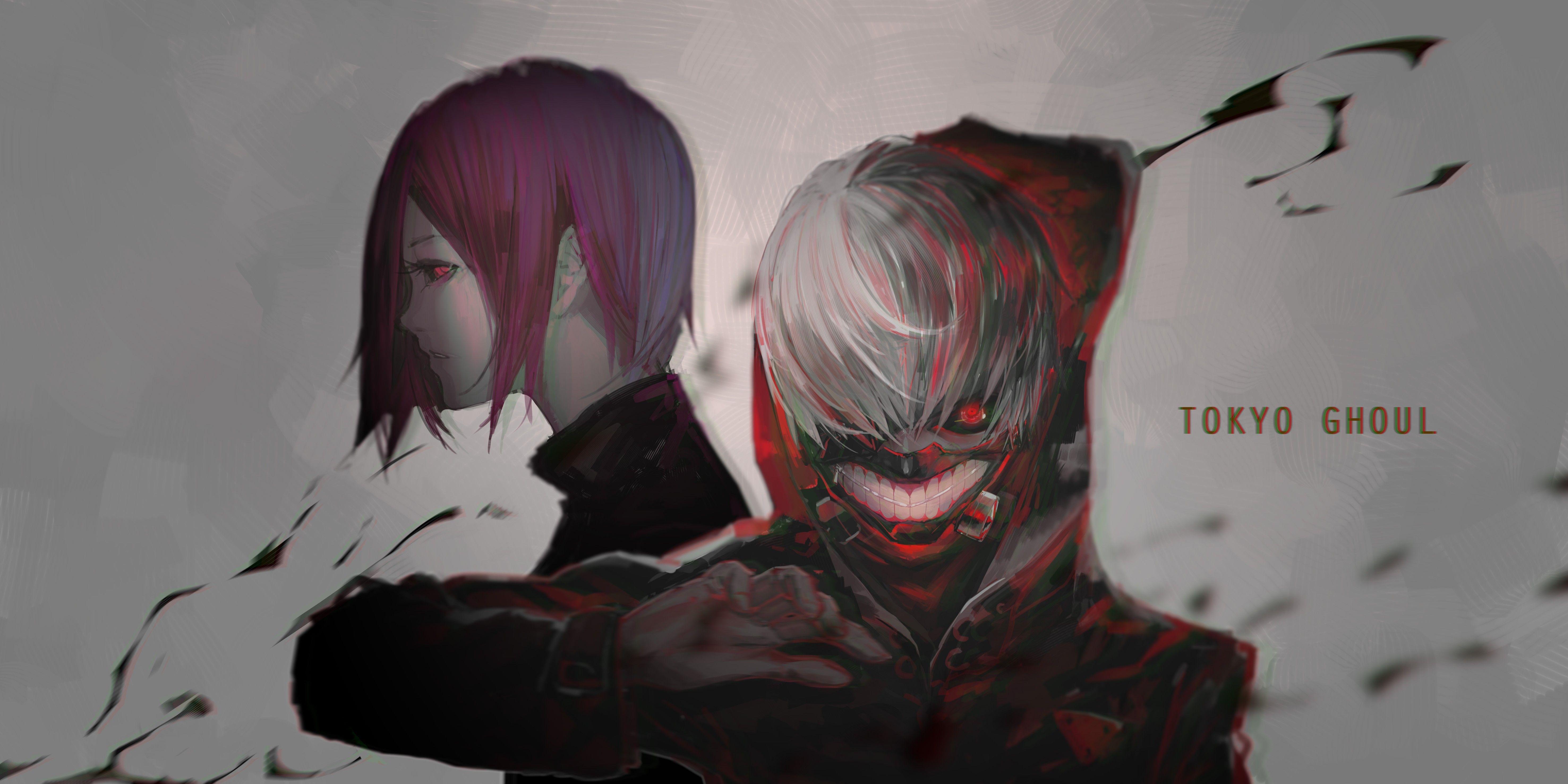 5905x2952 tokyo ghoul kaneki ken kirishima touka wallpaper and background