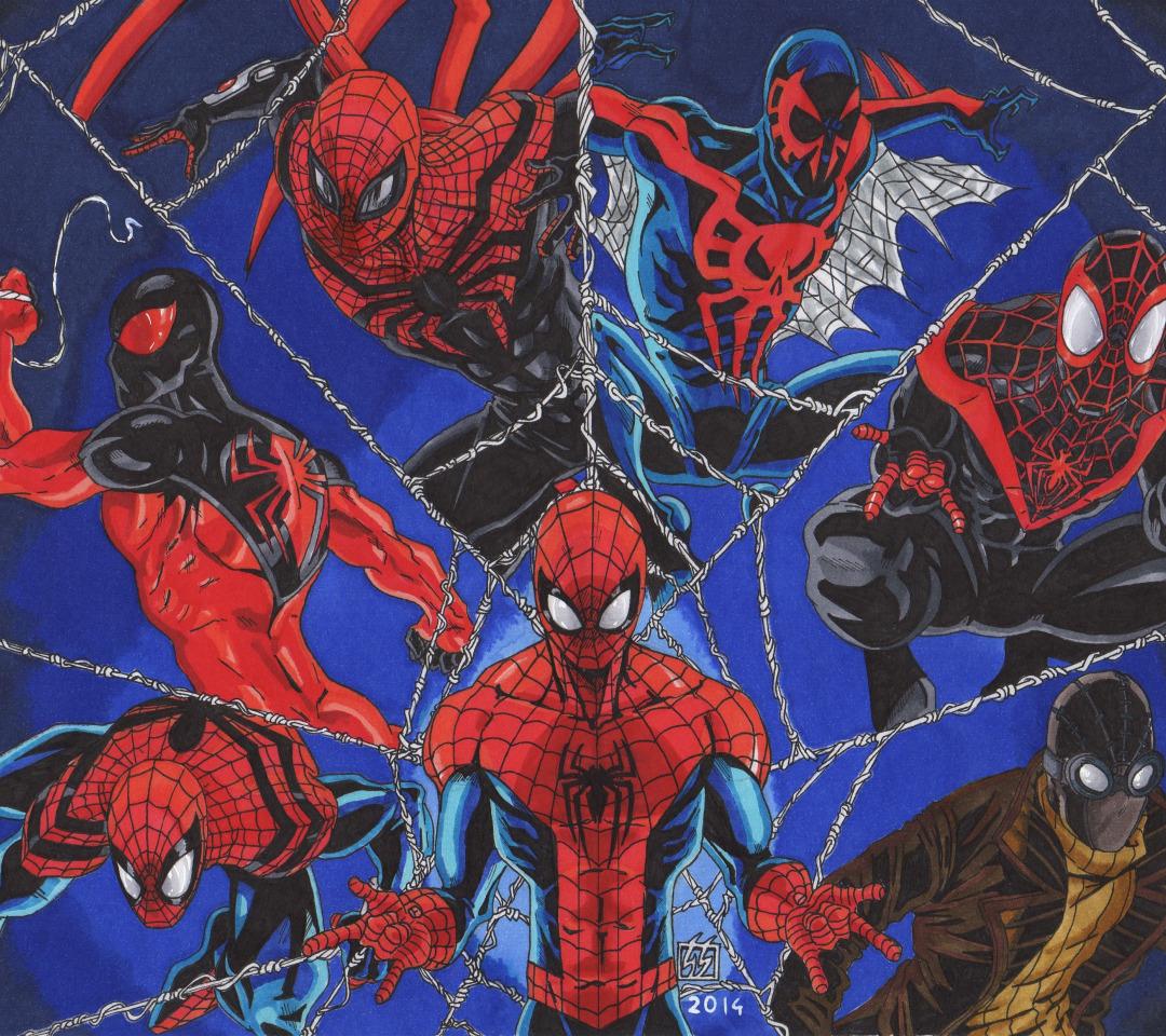 1080x960 Download Wallpaper Marvel Comics, Spider Man, Peter Parker, Scarlet Spider, Ben Reilly, Miles Morales, Ultimate Spider Man, Spider Man Miguel O'Hara, Kaine, Spider Man Noir, Superior Spider Man, Amazing Spider Man, Otto Octavius, Section Fantasy