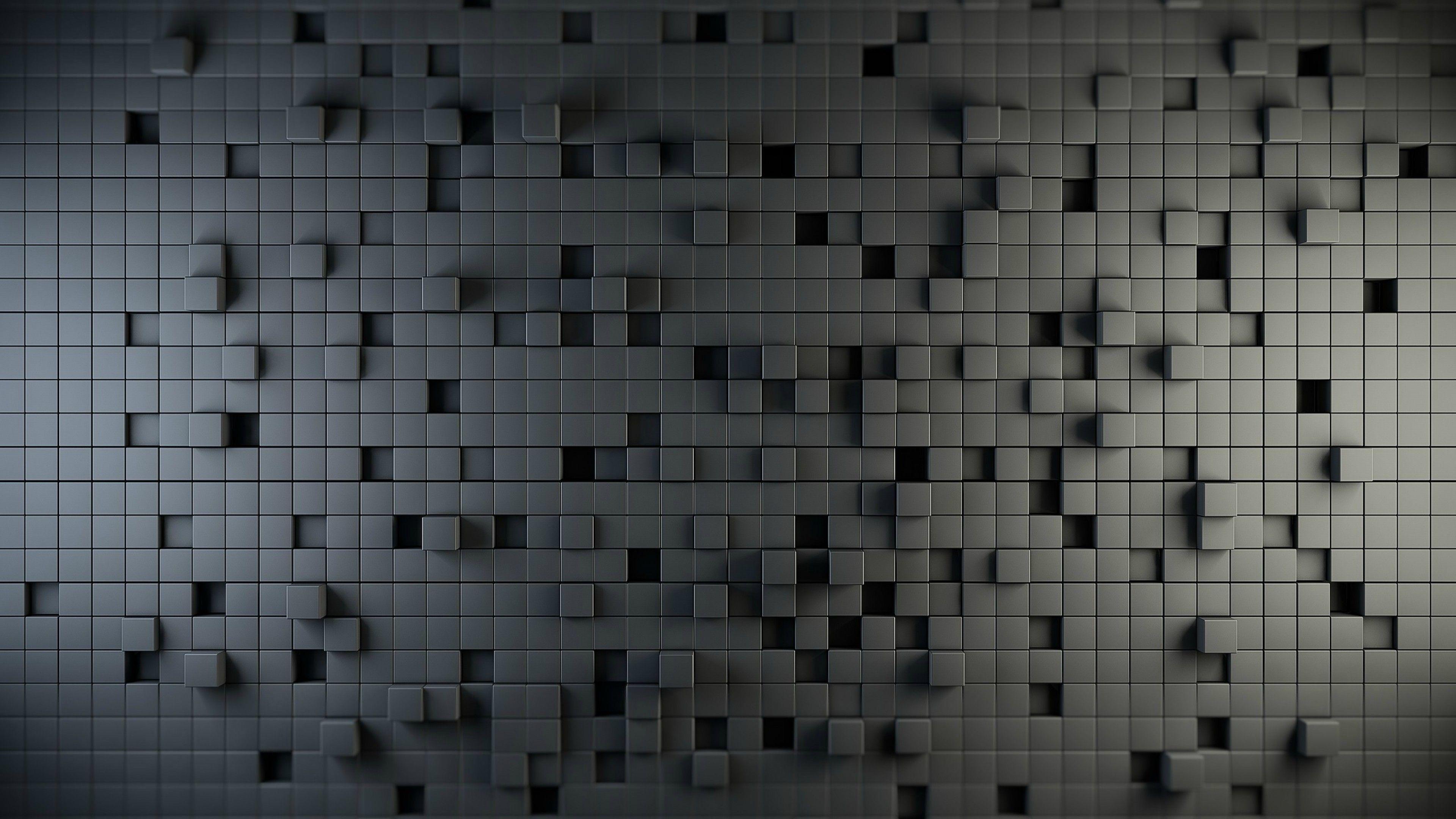 3840x2160 Download 3D & Geometric Black Cube Wallpaper 4K Ultra HD