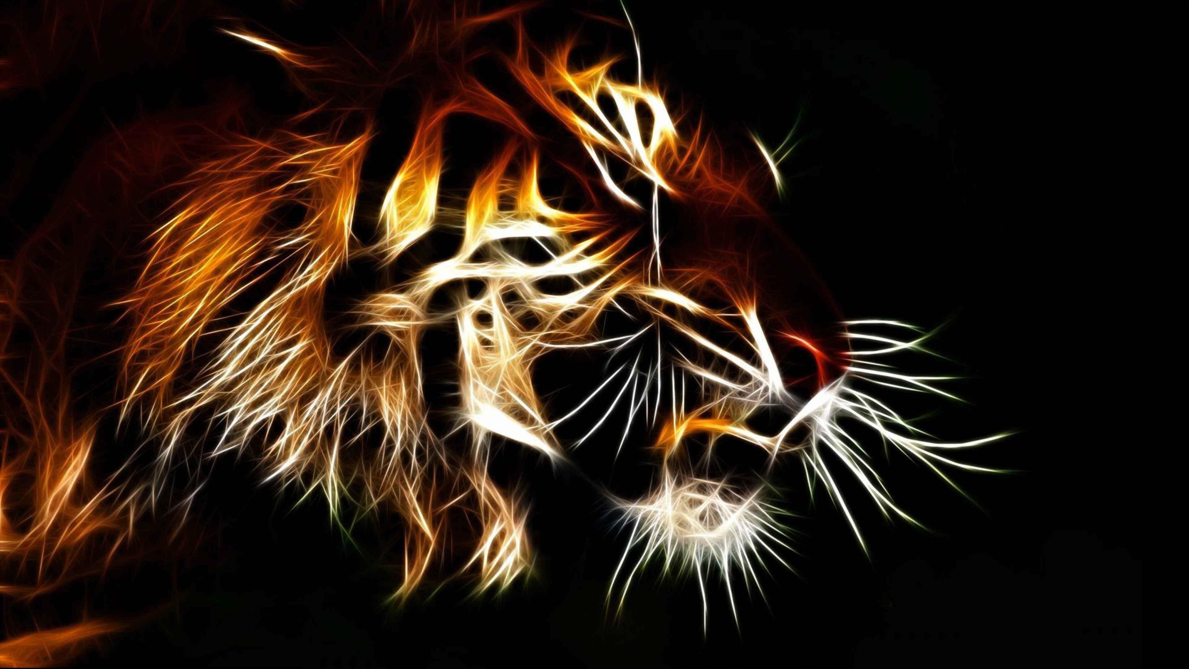 3840x2160 3D Tiger 4K Background Wallpaper