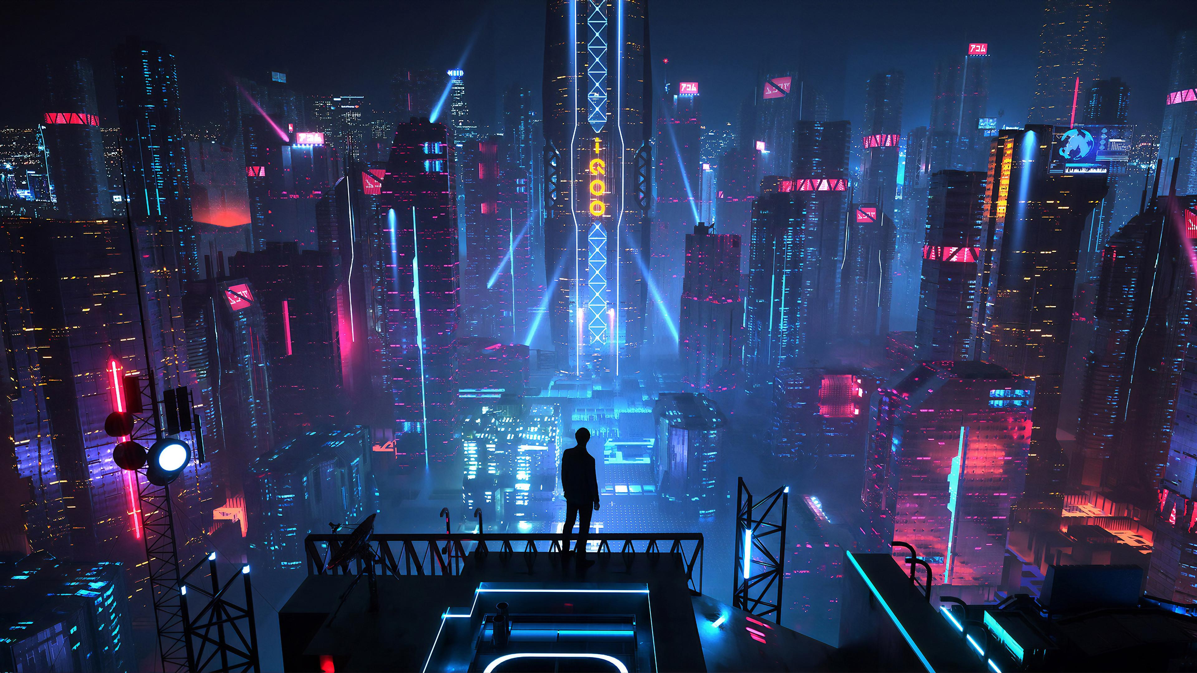 3840x2160 Sci Fi, City, Buildings, Night, Cityscape, 4K Gallery HD Wallpaper
