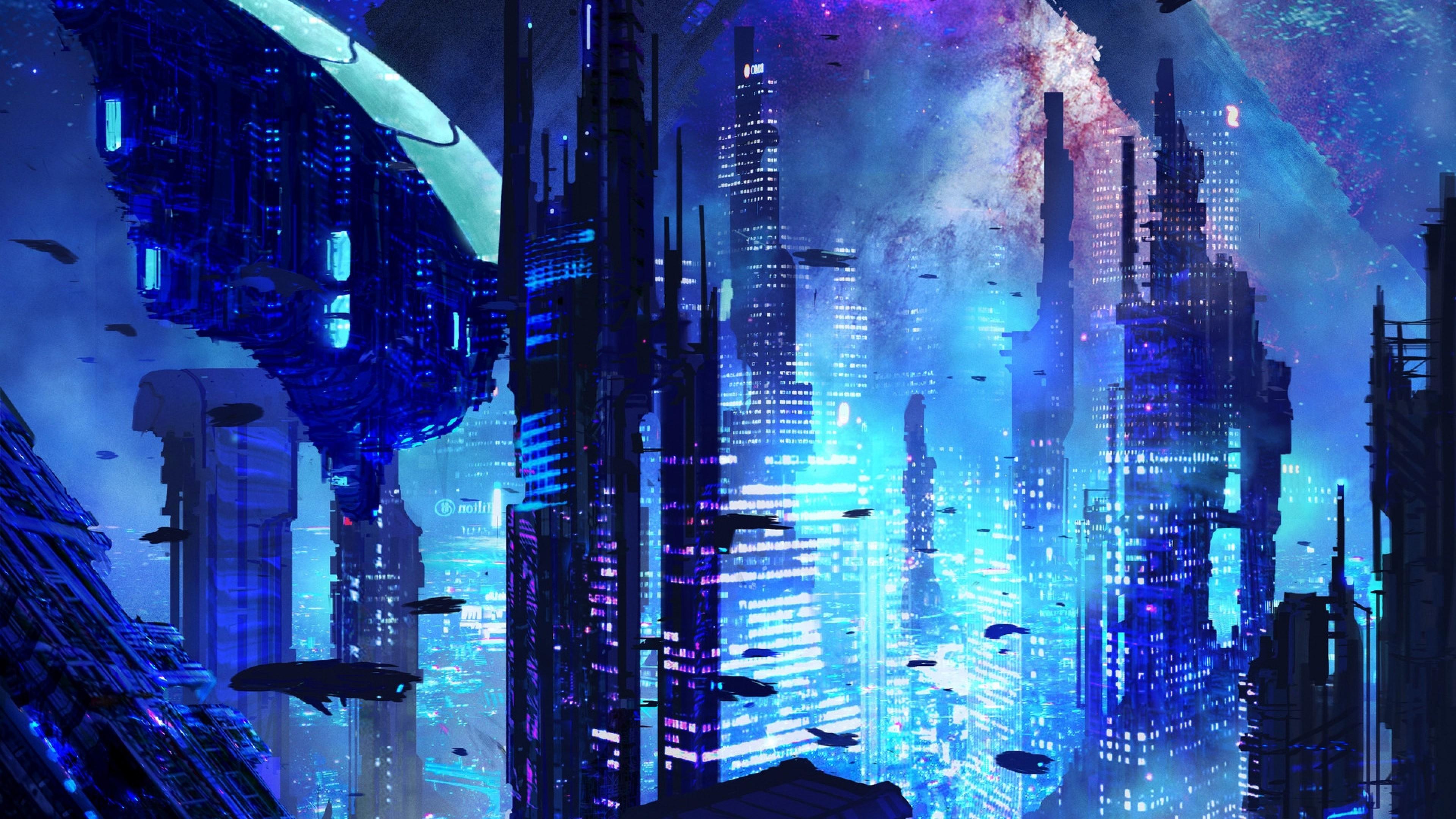 3840x2160 Sci Fi City HD Wallpaper 4K Ultra HD