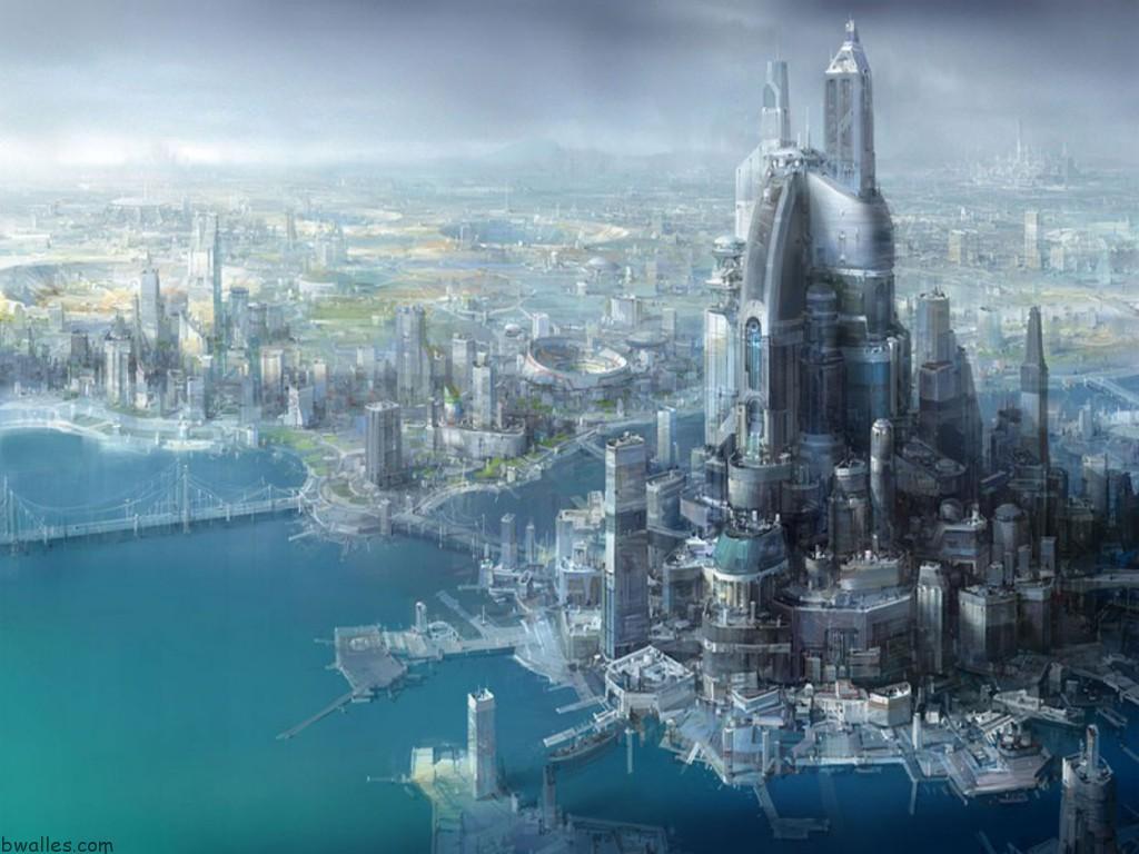 1024x768 Sci Fi City Wallpaper