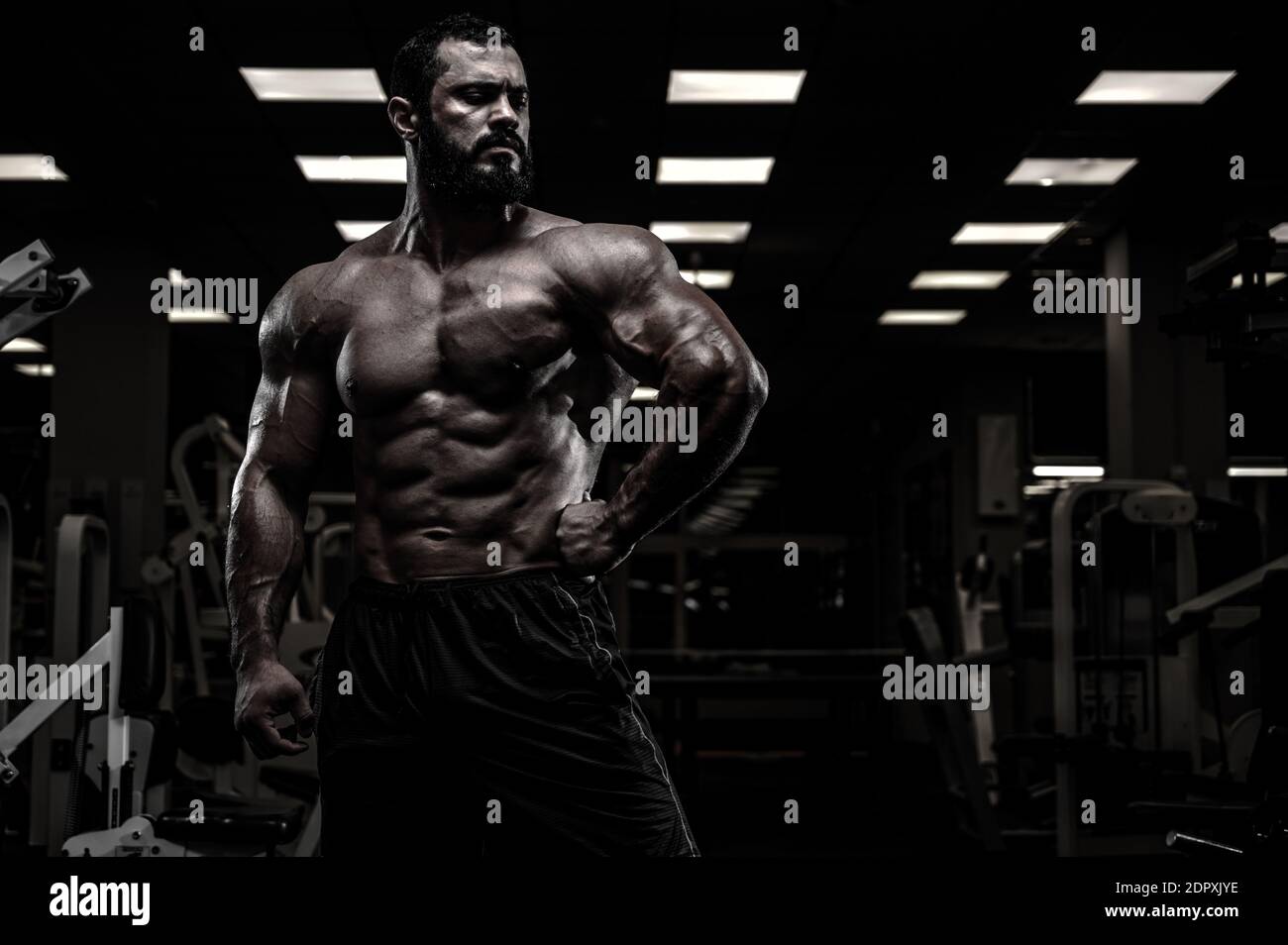 1300x954 Free download mighty strong athlete bearded male with sport physique body in [1300x954] for your Desktop, Mobile & Tablet. Explore Gym Black Wallpaper. Black Background, Black on Black Wallpaper