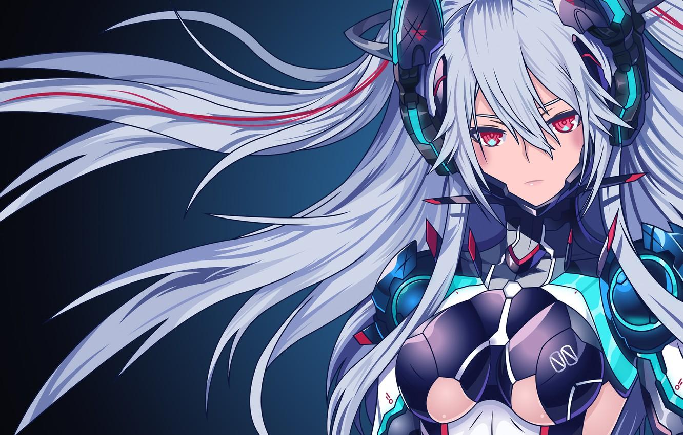 1332x850 Wallpaper girl, bodysuit, mecha, anime, longhair, red eyes image for desktop, section прочее