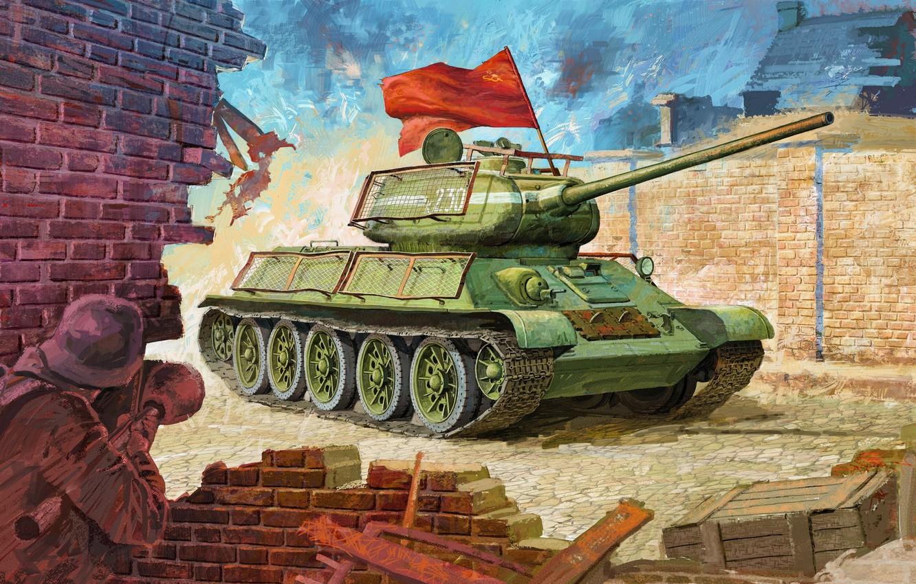 1332x850 Wallpaper Figure, Medium Tank, The Red Army, Panzerfaust, Red Flag, T 34 85 Image For Desktop, Section оружие