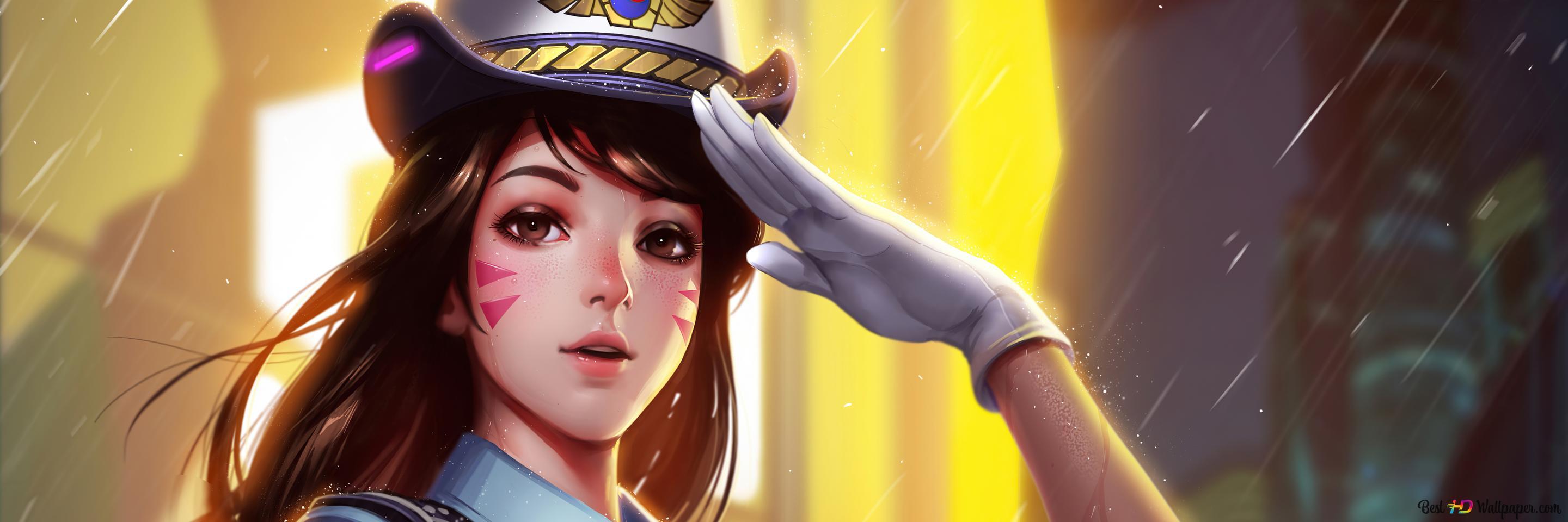 2880x960 Officer D.Va (Fantasy Art) (Video Game) 4K wallpaper download