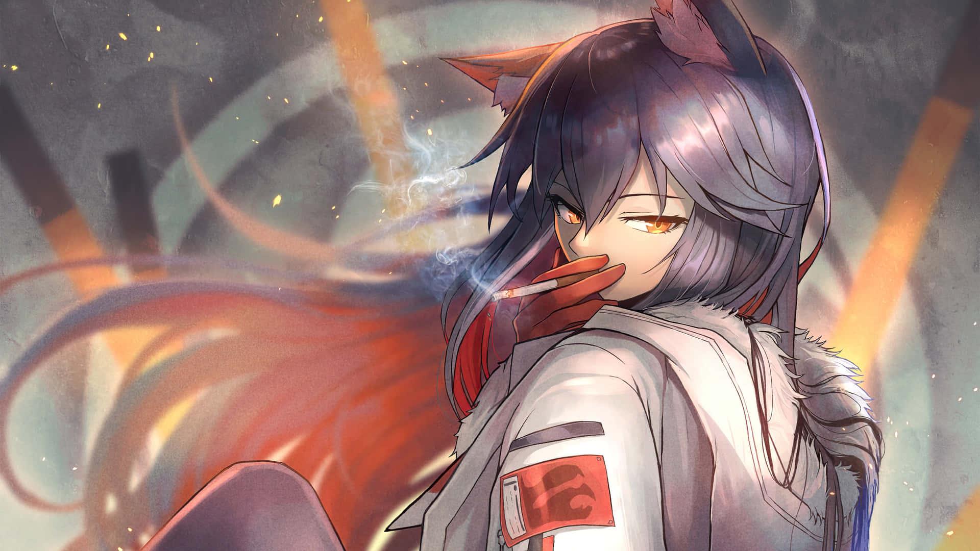 1920x1080 Download A Girl In A White Shirt Smoking A Cigarette Wallpaper