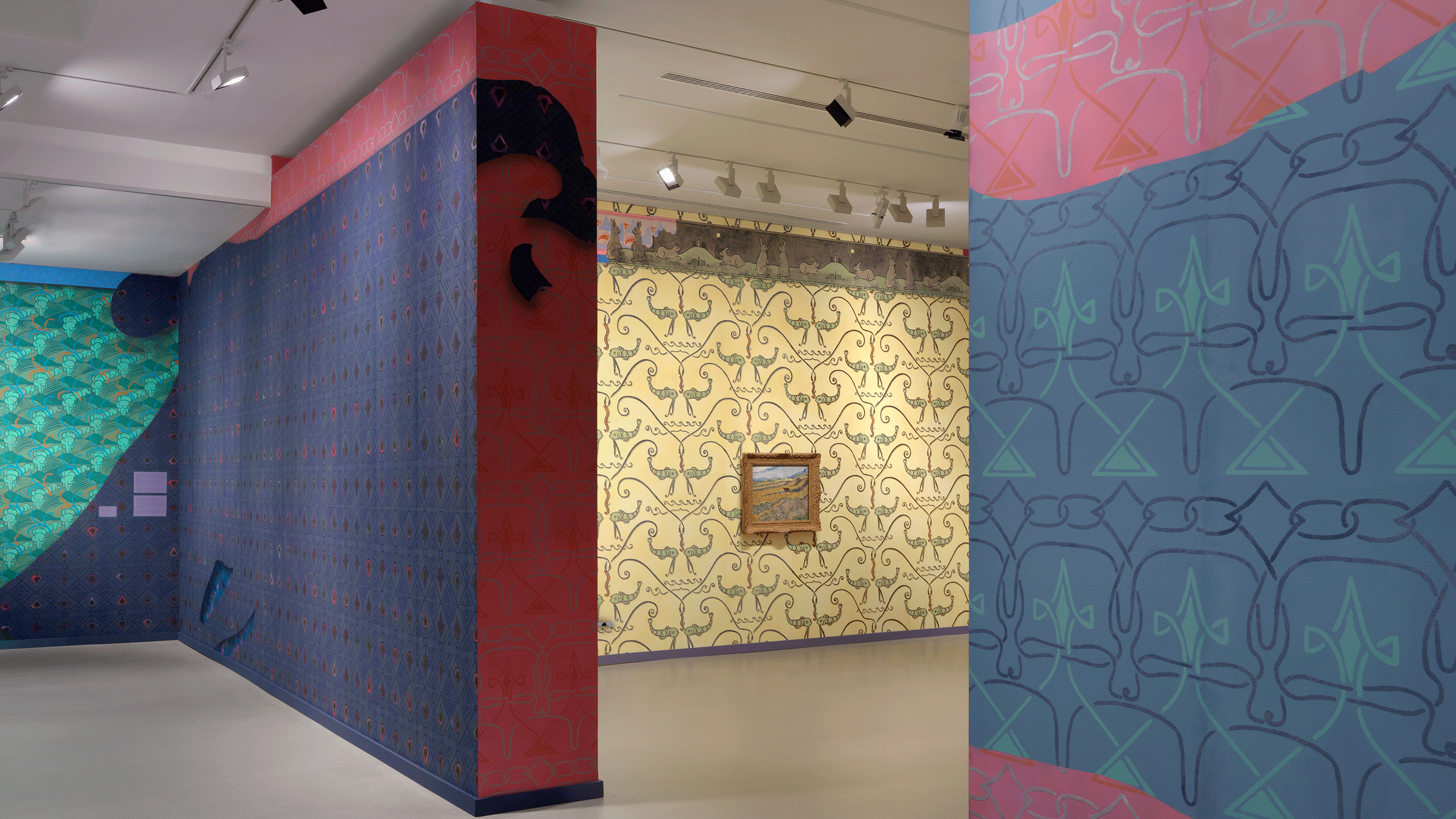 2364x1330 Laura Owens covers Vincent Van Gogh exhibition in handmade wallpaper
