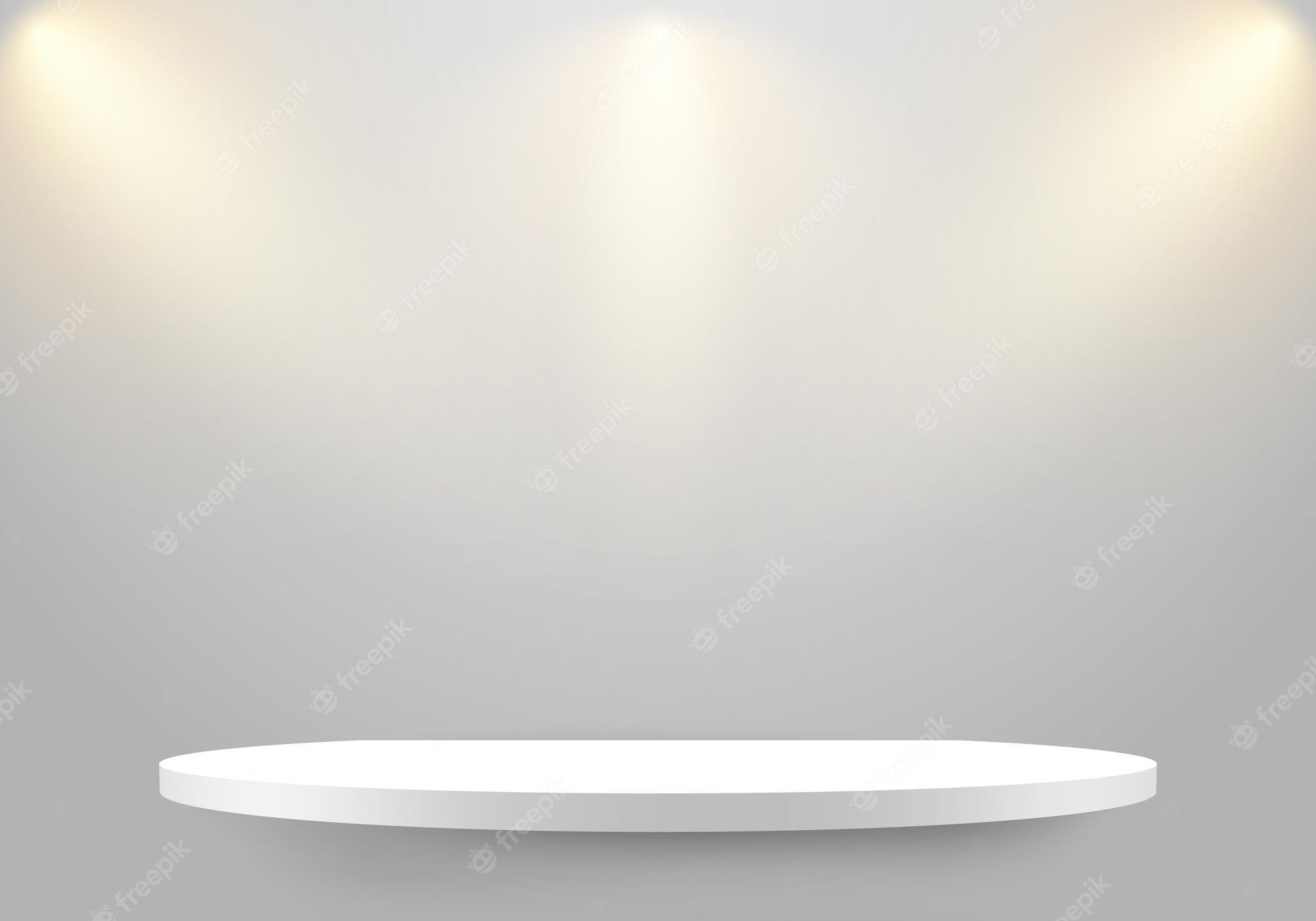2000x1400 Premium Vectord empty white shelf on clean wallpaper background with lighting spotlight. minimal mockup design for product design presentation, showcase exhibition. vector illustration
