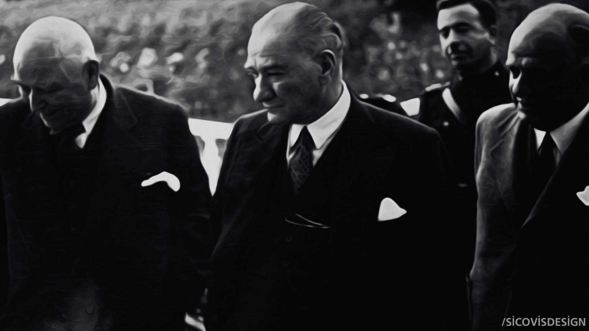 1920x1080 Wallpaper / Mustafa Kemal Atatürk, 720P, monochrome, soldier, people, Republic of Turkey free download
