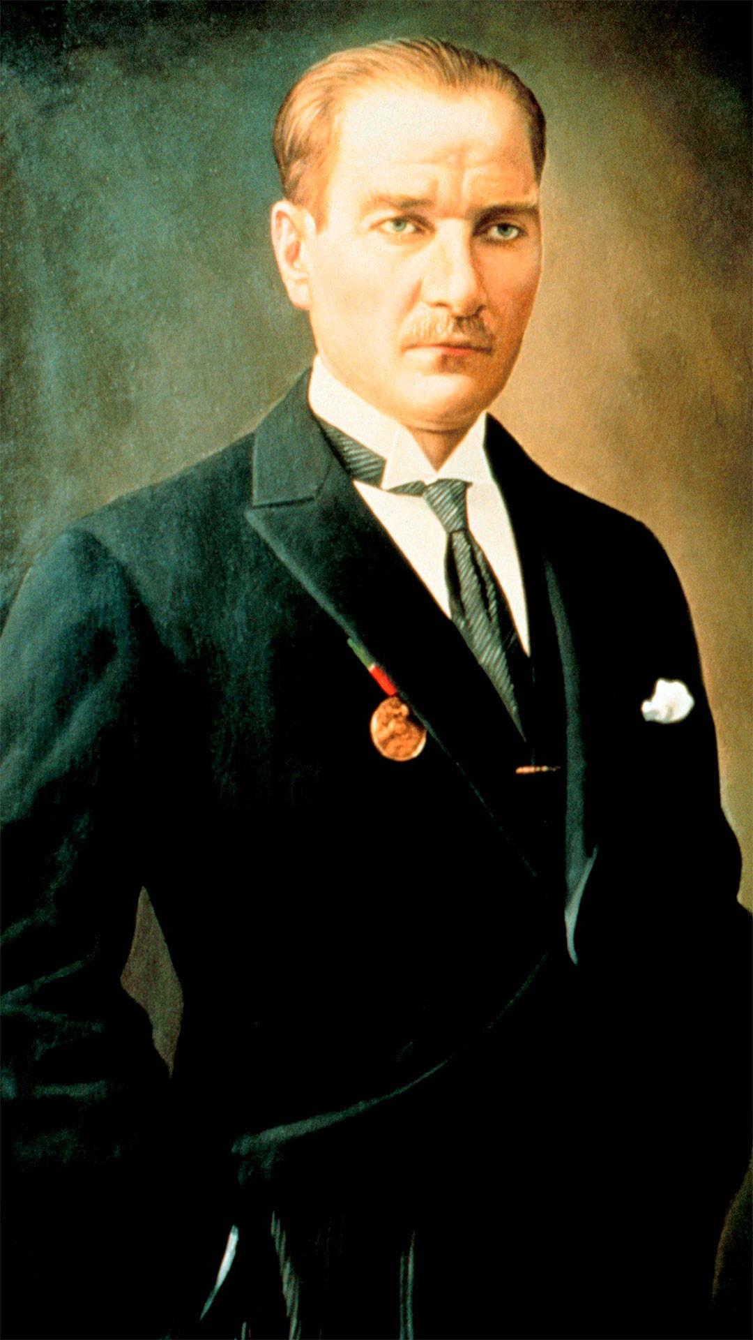 1080x1920 Download Painting Of A Serious Ataturk Wallpaper