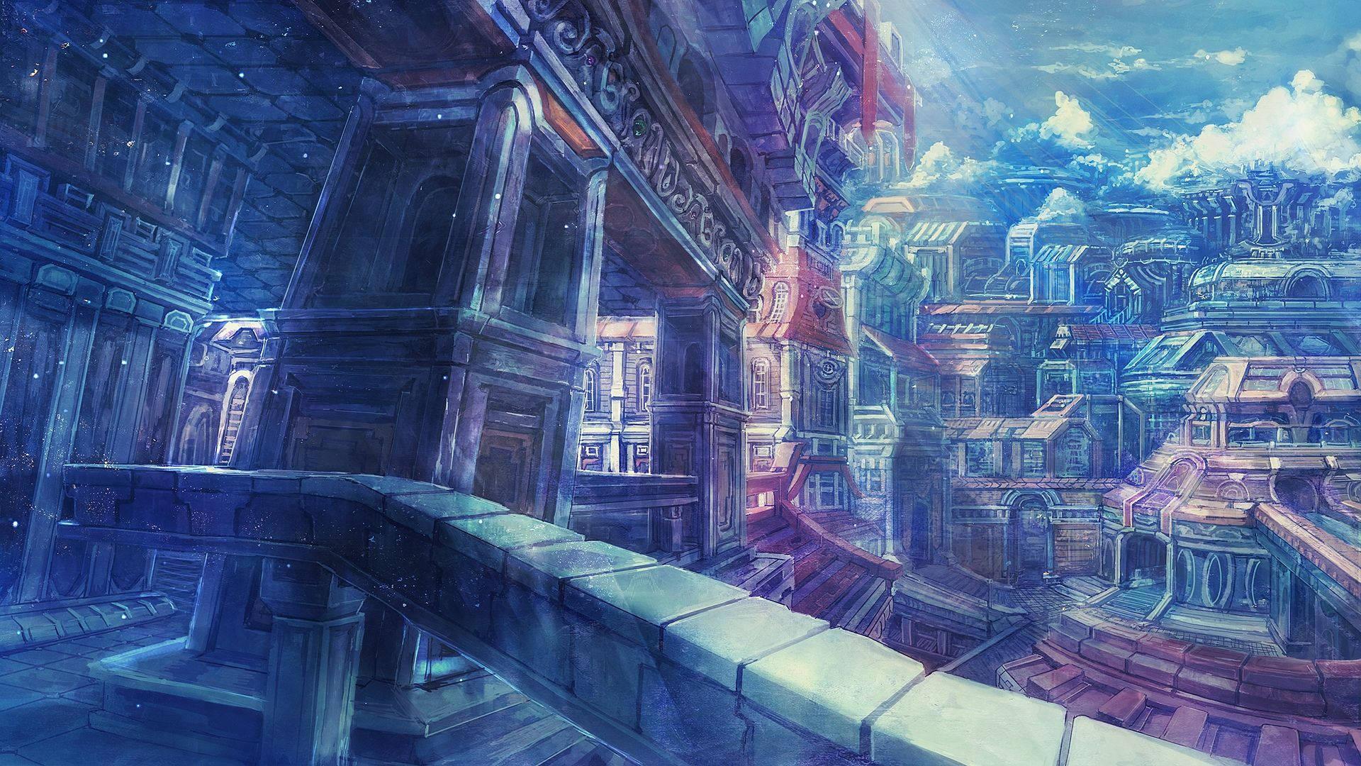 1920x1080 Download Anime City Wallpaper