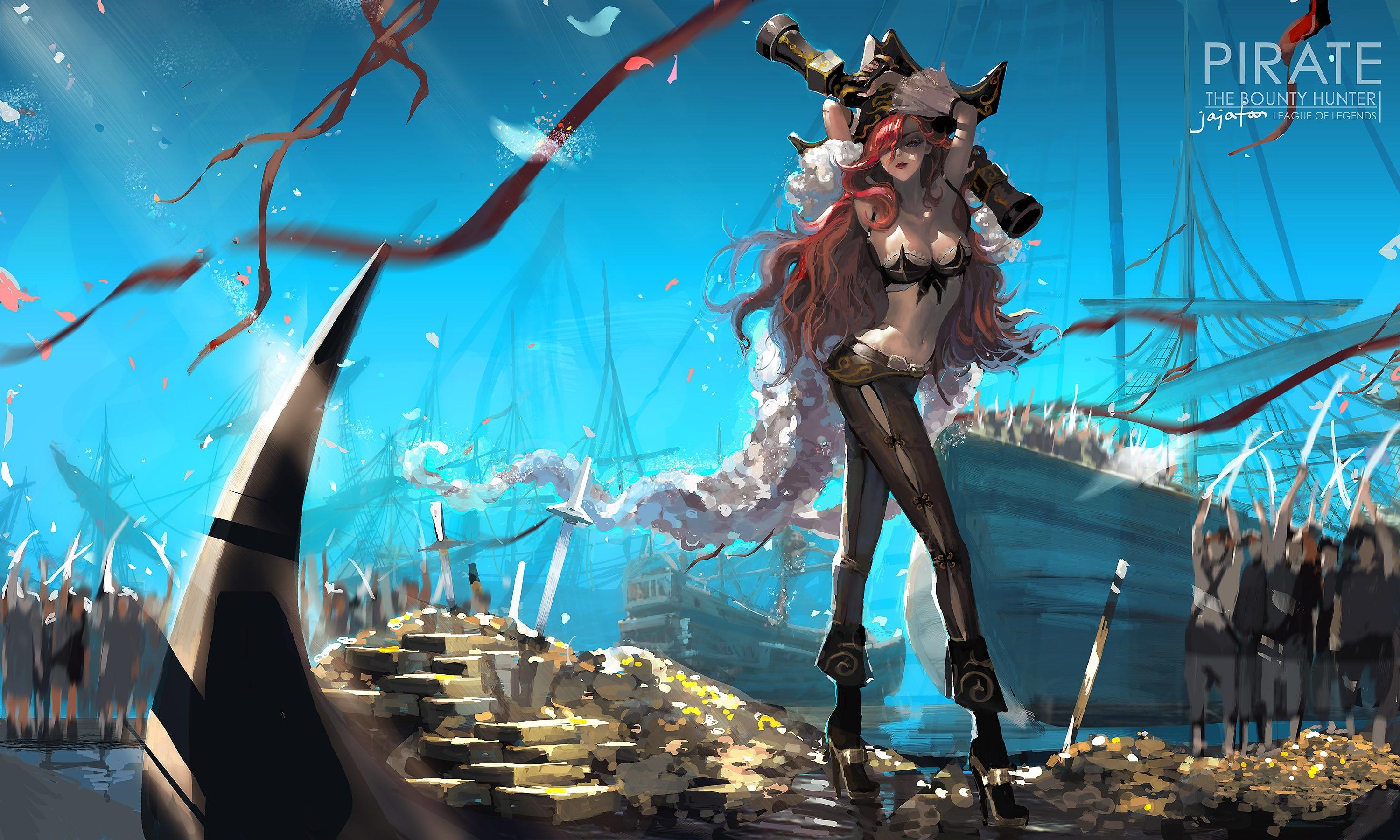 3000x1800 Wallpaper / water, anime style, tree, 2K, sea, plant, miss fortune, illuminated, representation, blue, nature, creativity, sunlight, architecture, league of legends free download