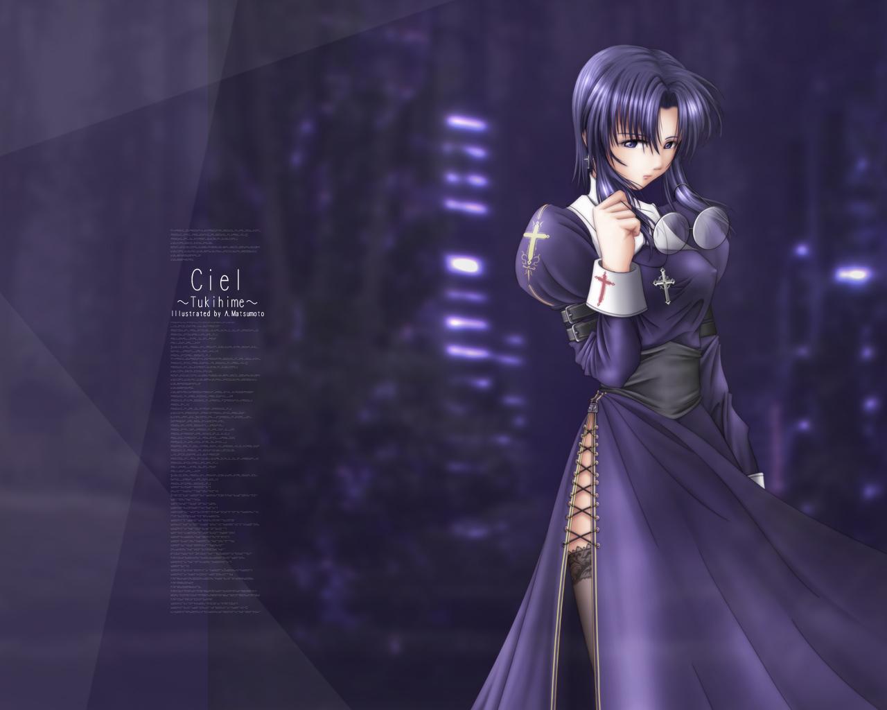 1280x1024 a.m.i.s akatsuki akane tsukihime ciel erect nipples megane nopan thighhighs wallpaper