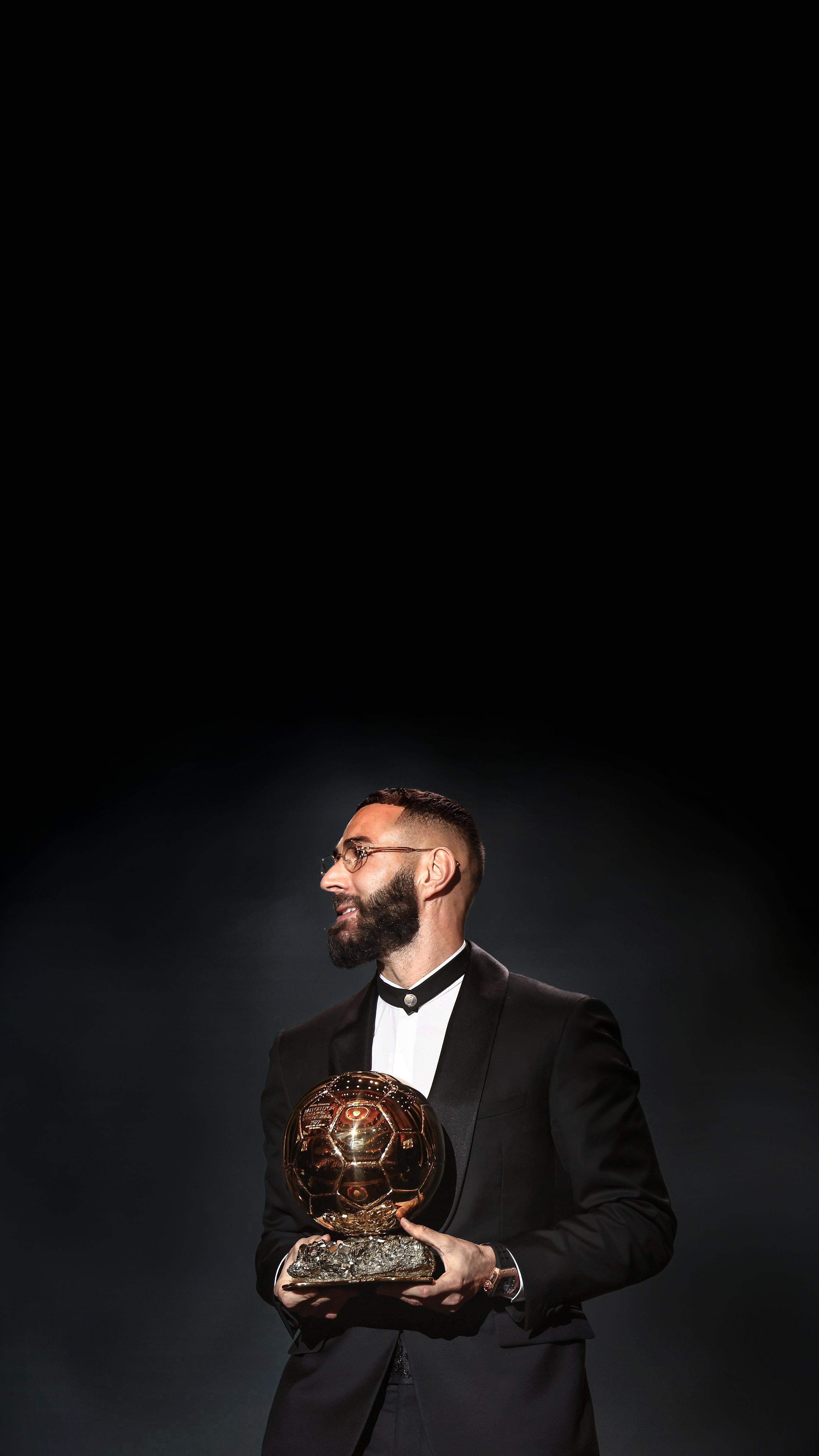2732x4853 HD Wallpaper of Karim Benzema X Ballon d'Or & Thibaut Courtois X Yashin Trophy