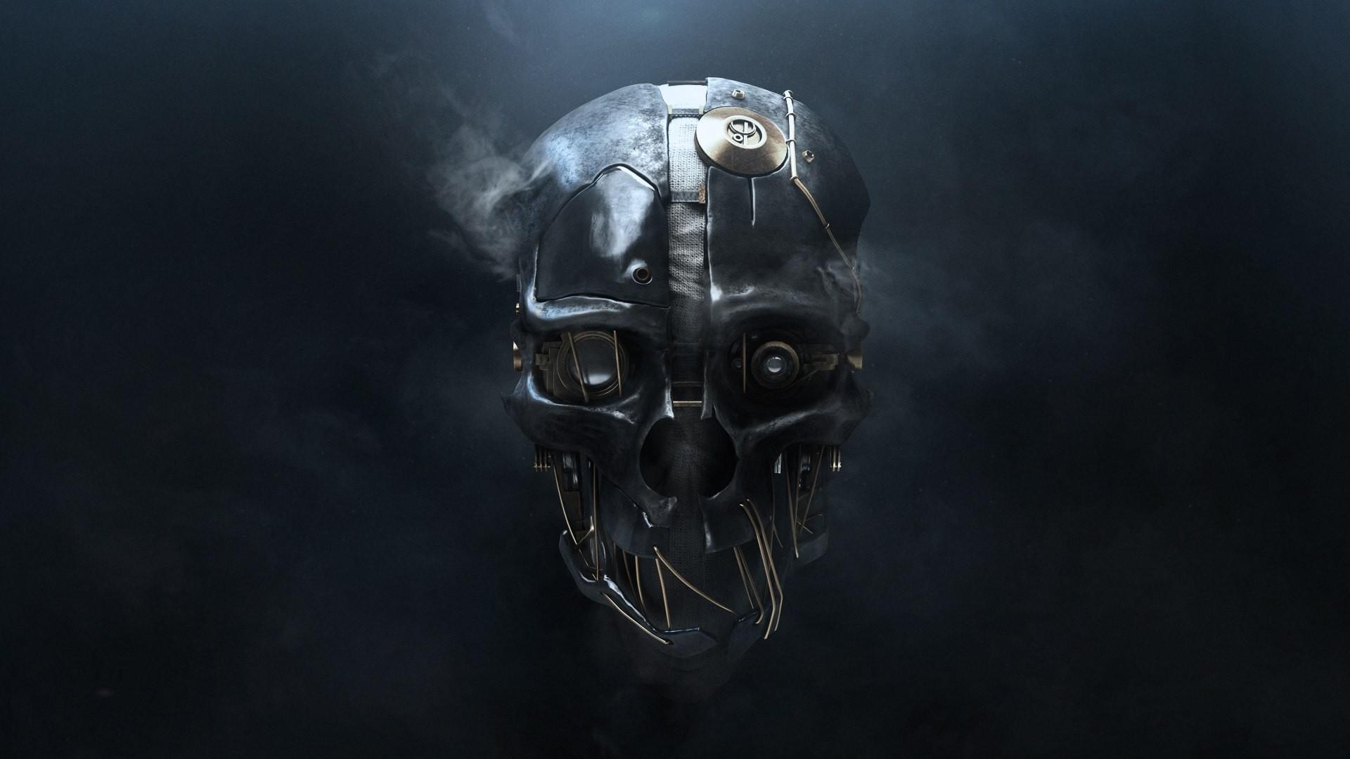 1920x1080 1920x1080 skull simple background 3D metal wires smoke technology dishonored video games corvo attano wallpaper JPG 229 kB.me!