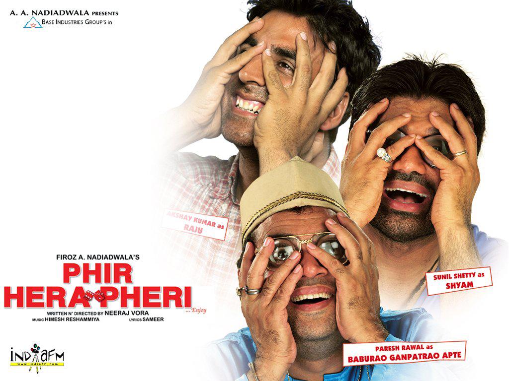 1024x768 Phir Hera Pheri 2006 Wallpaper. Phir Hera Pheri 2006 HD Image. Photo Akshay Kumarparesh Rawalsuniel Shetty