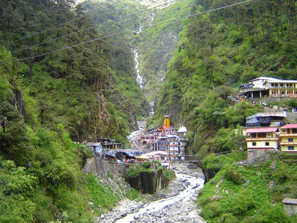 1024x768 Yamunotri temple and ashrams. Yamunotri Temple is situated