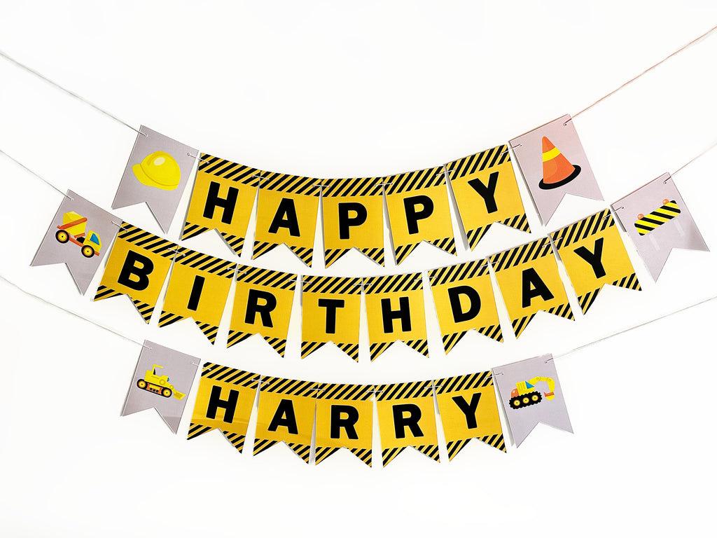 1024x768 Personalized Construction Happy Birthday Banner