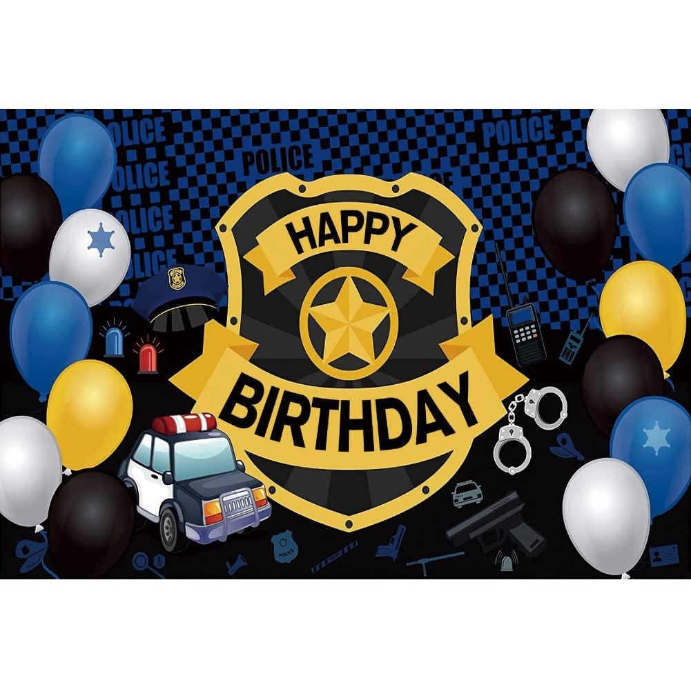 1001x999 Amazon.com : DORCEV 6x4ft Happy Birthday Photography Backdrop Police Theme Boys 1st Birthday Party Banner Background Decoration Colorful Balloons Kids Portrait Cake Table Banner Wallpaper Studio Props