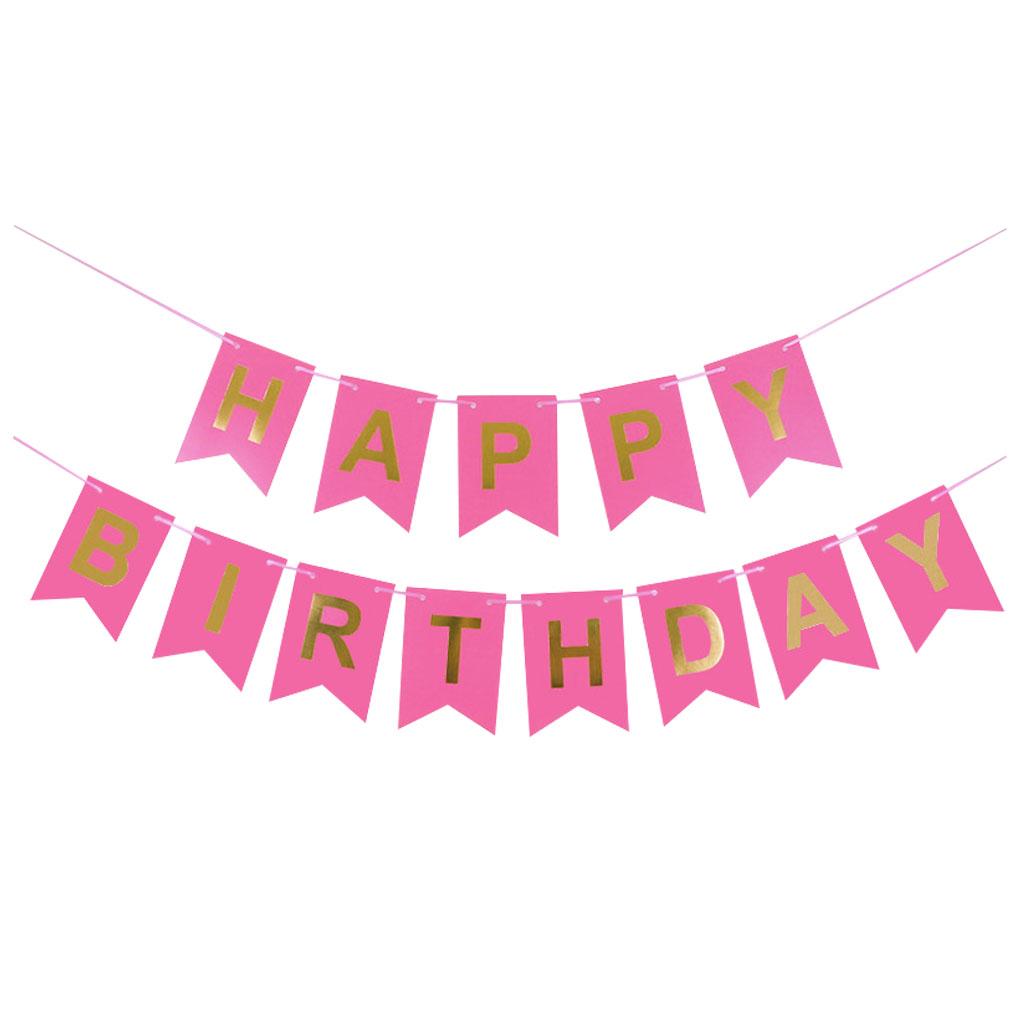 1020x1020 Happy Birthday Bunting Colorful Party Banner Reusable Birthday Decoration Long Party Flag, Rose Red