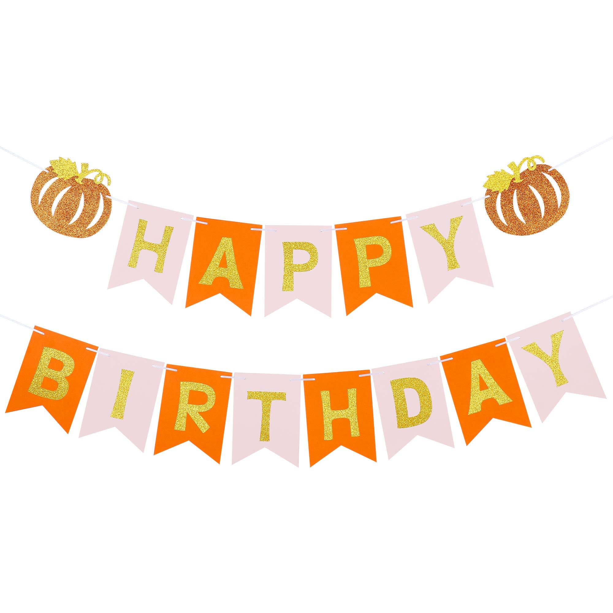 2000x2000 Fall Pumpkin Happy Birthday Banner for Thanksgiving Fall Pumpkin Themed Birthday Party Decorations Supplies : Toys & Games