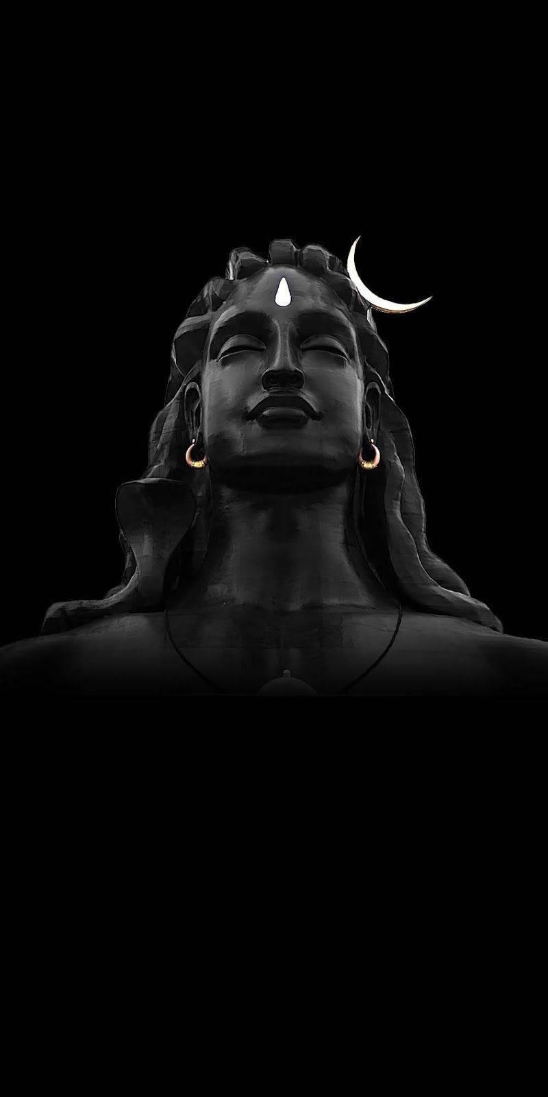 800x1600 Download Dark Mahadev Bust With Moon HD Wallpaper