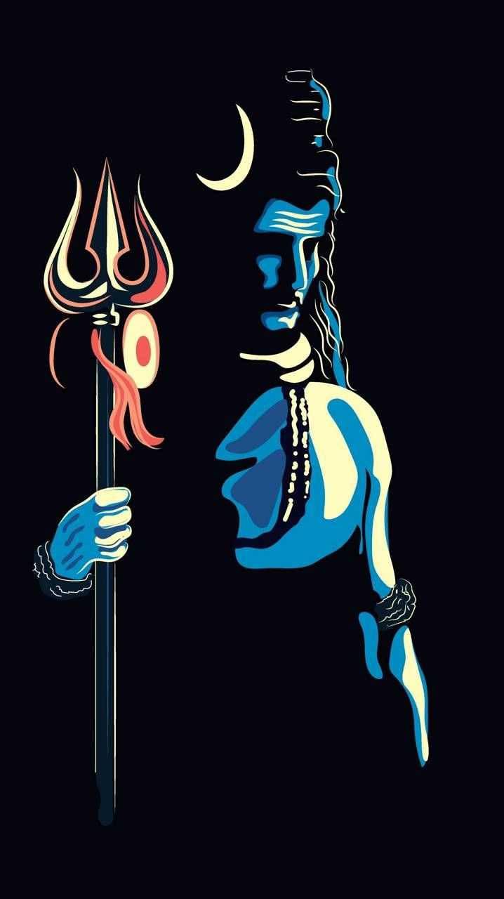 718x1280 Download Dark Mahadev Painting With Trishula HD Wallpaper