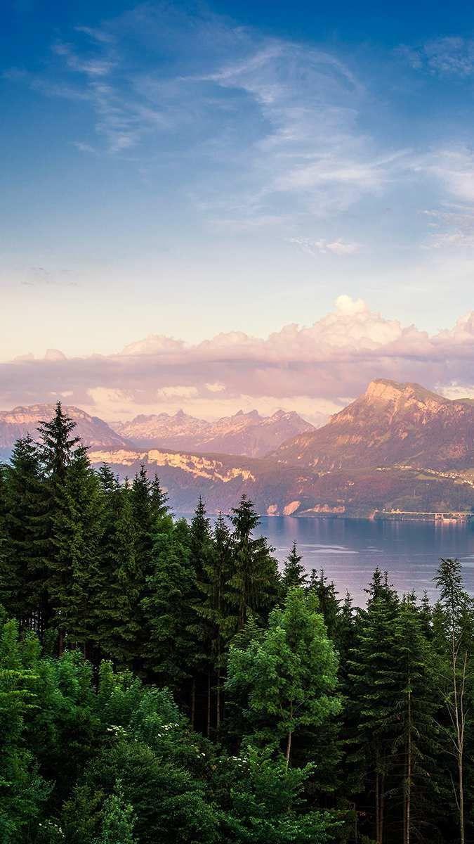 675x1200 Switzerland Mountains Clouds Sunset Wallpaper. Android Wallpaper