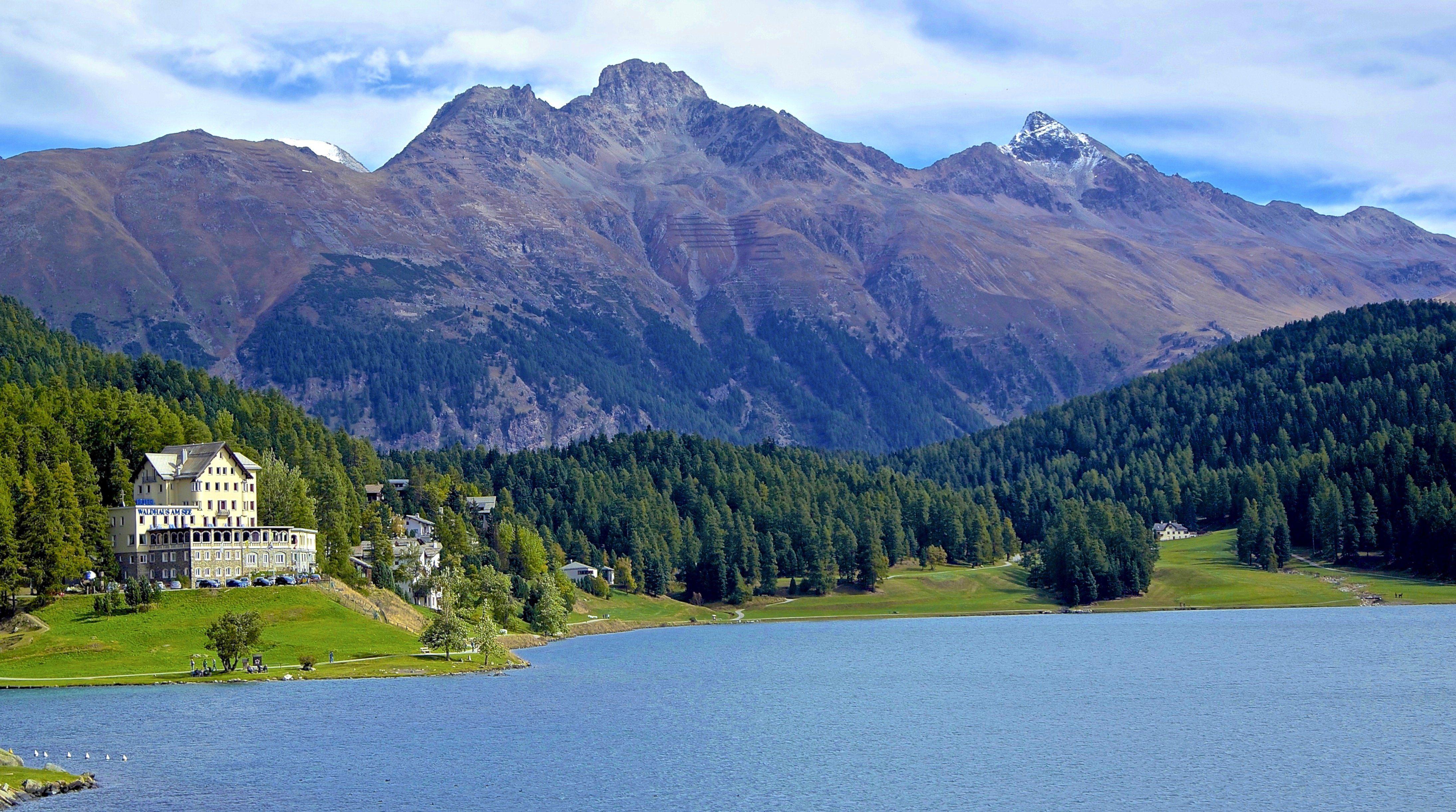 4377x2442 Switzerland mountains lake landscape wallpaperx2442