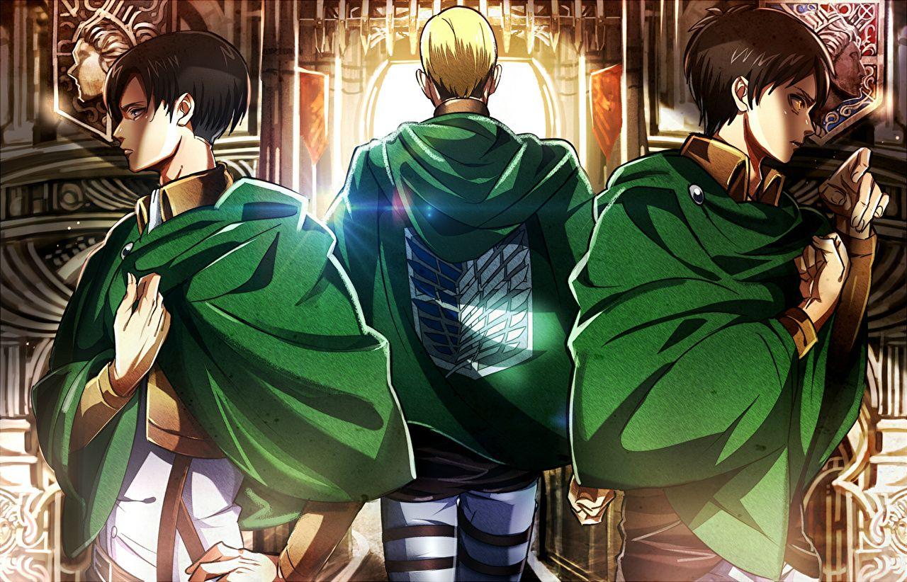1280x822 Photos Attack on Titan Young man Eren Yeager, Levi, Erwin Smith