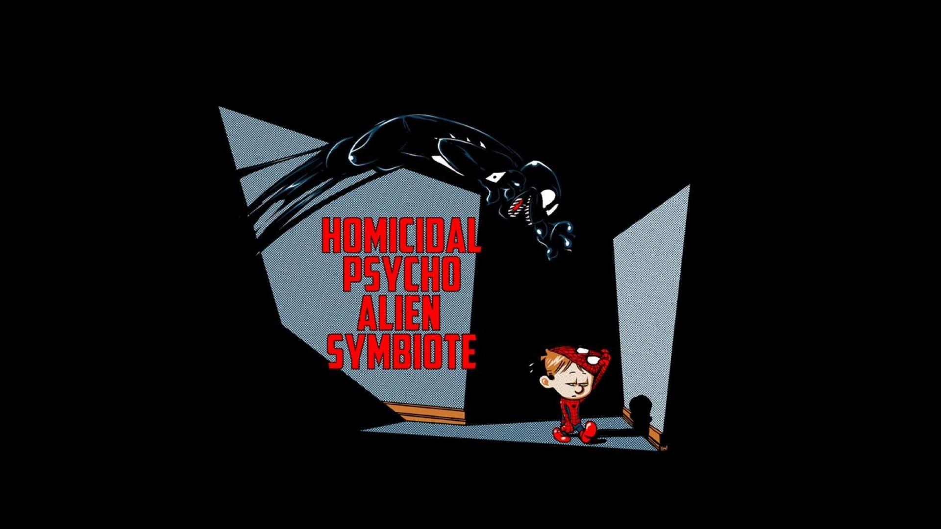 1920x1080 Funny calvin and hobbes psycho alien symbiote wallpaper