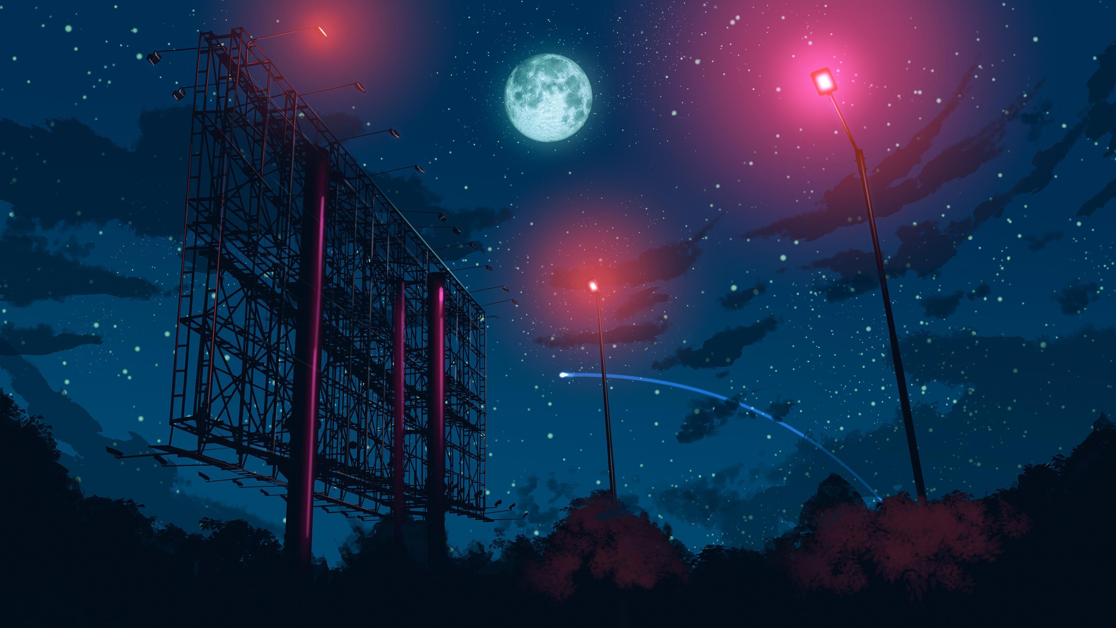 3840x2160 Anime Style Night Sky [3840x2160] (Uncropped 6K Version Link In Comment)