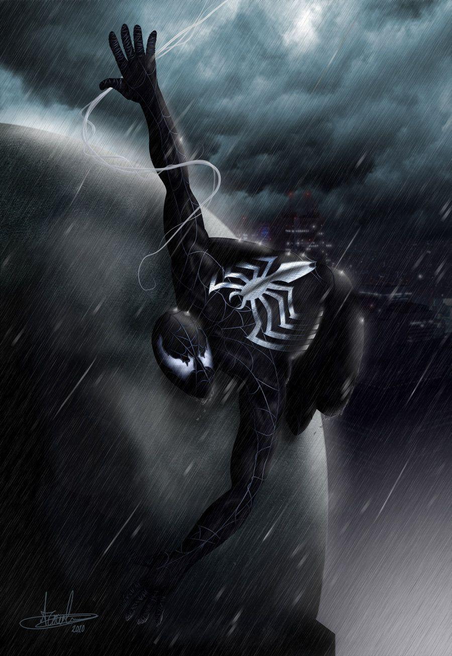 Spider man symbiote art. Арты черного паука. Человек паук в чёрном костюме. Черный костюм симбиот человек паук арт. Black spider (чёрный паук) dc.