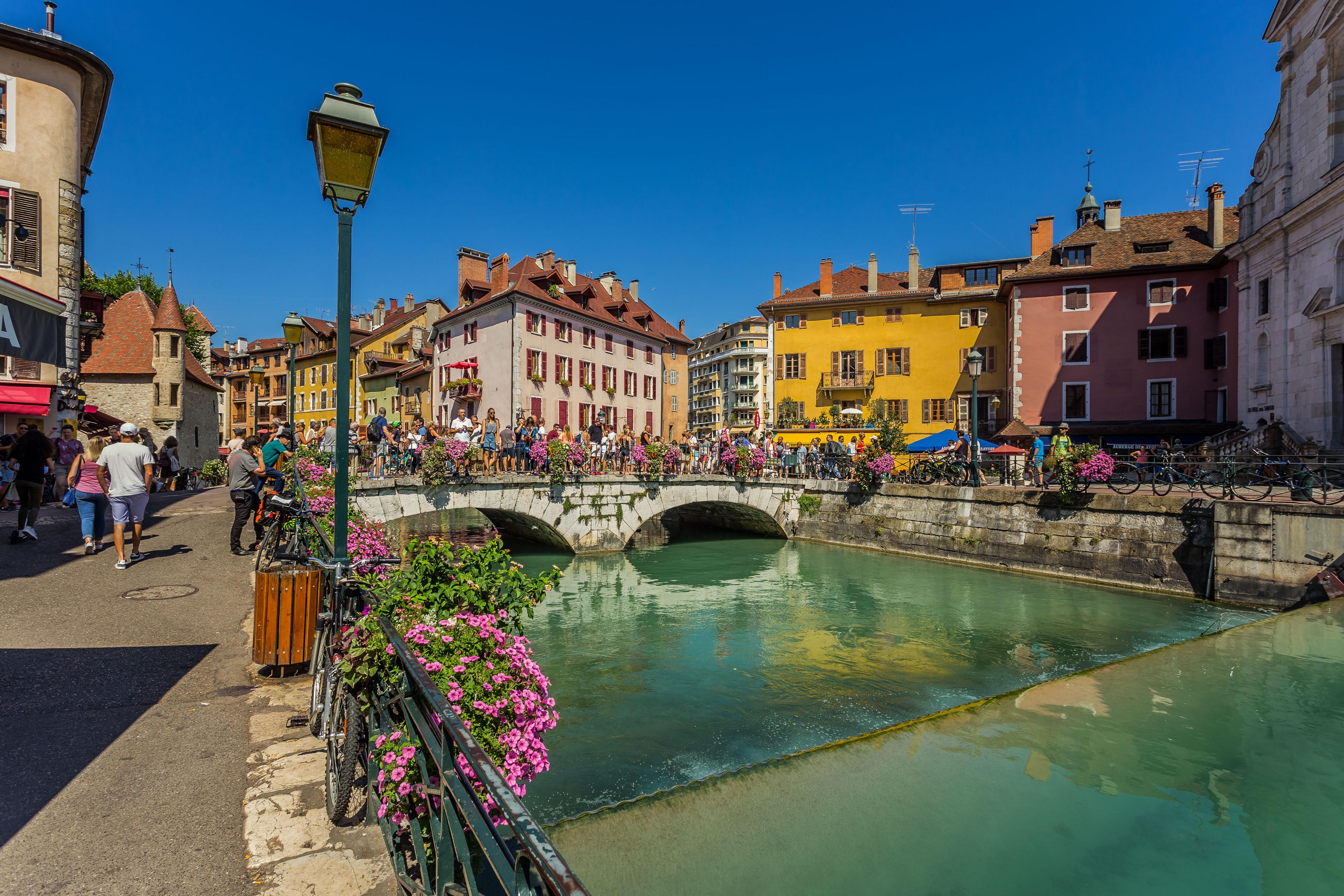 4500x3000 4K, Annecy, France, Houses, Rivers, Bridges, Street lights Gallery HD Wallpaper