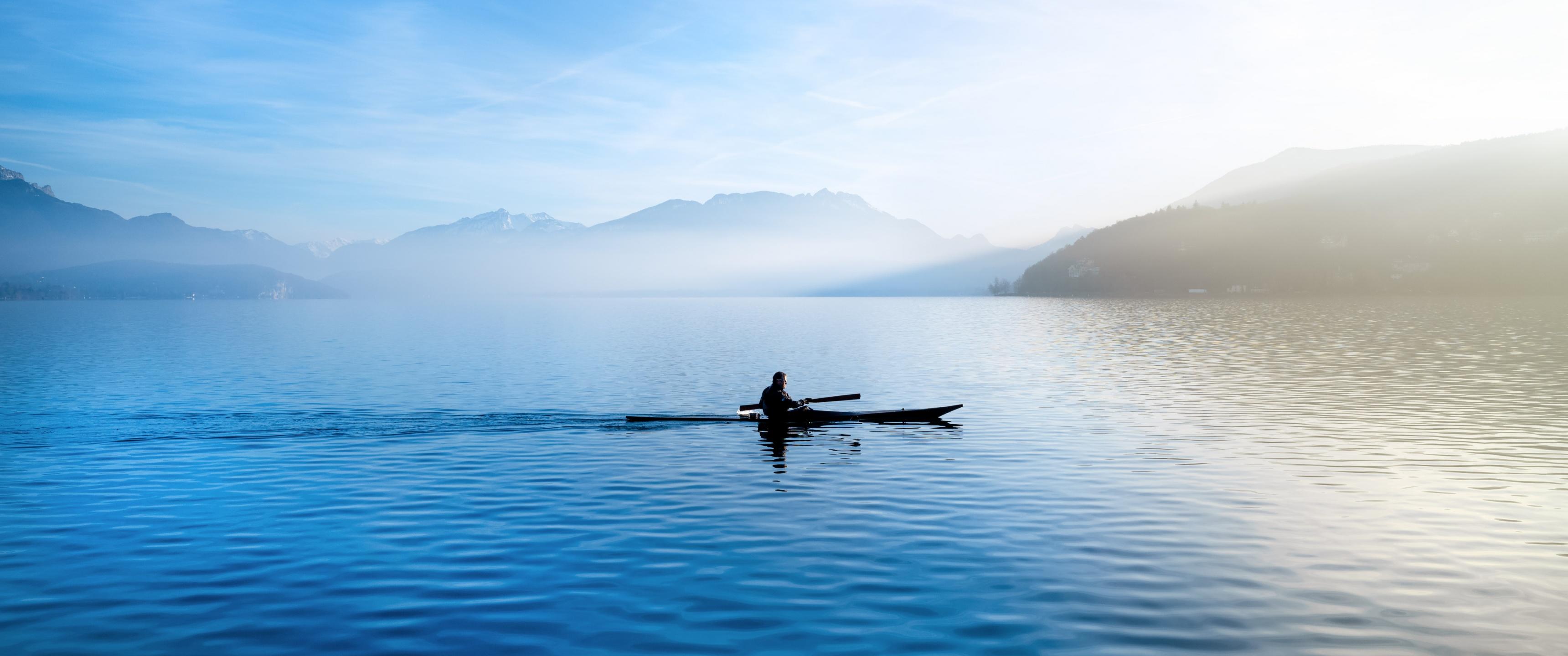 3440x1440 Annecy feeds Wallpaper 4K, Kayak, France, Lake, Nature
