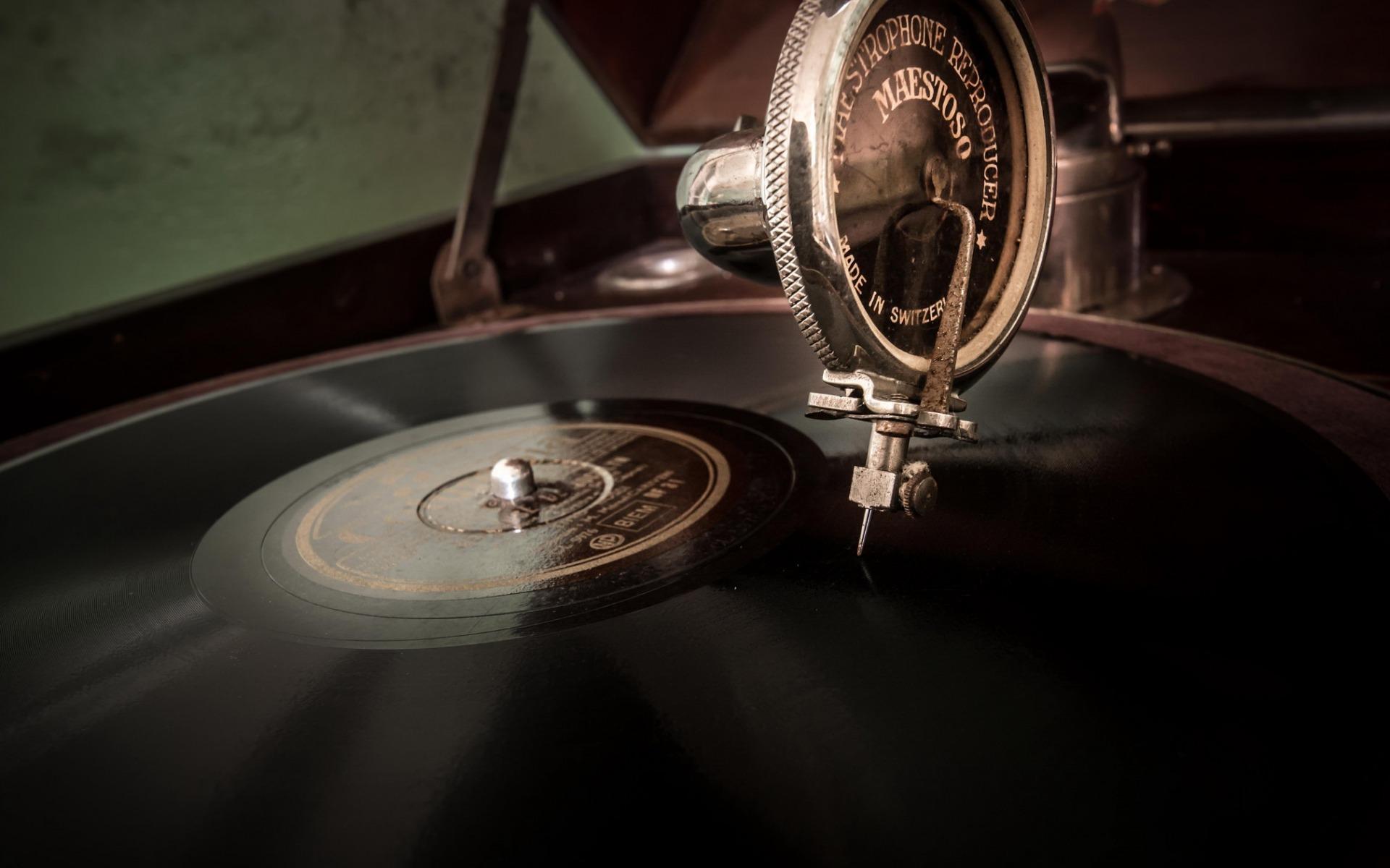 1920x1200 Download wallpaper gramophone, vinyl records, old music player, retro things, music for desktop with resolution 1920x1200. High Quality HD picture wallpaper