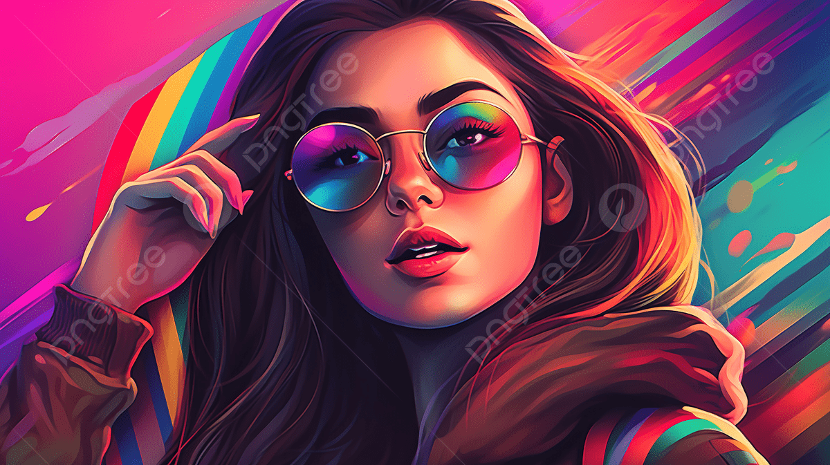 1200x673 Colorful Digital Painting Of A Young Woman Wearing Glasses Background, Cool Instagram Profile Picture Background Image And Wallpaper for Free Download