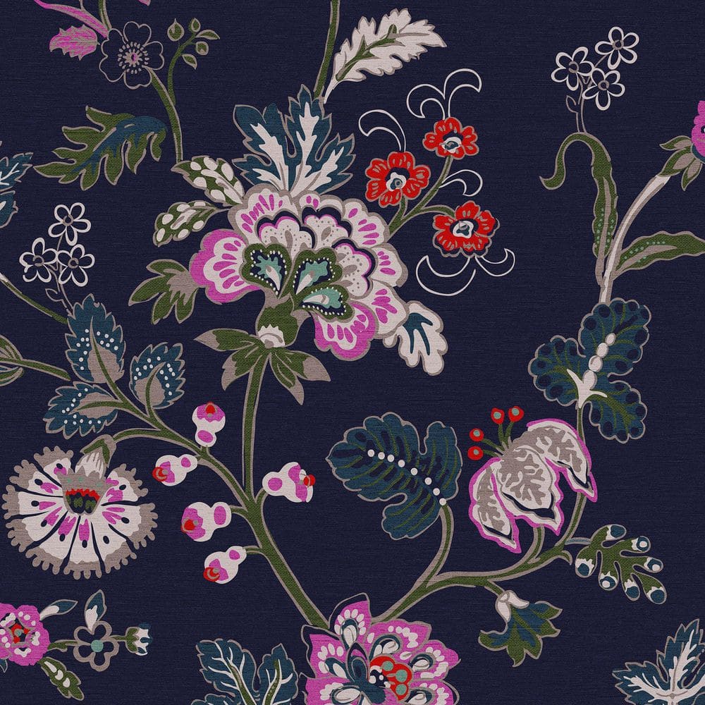 1000x1000 Joules Vine Cottage Floral Royal Navy Matte Non Woven Removable Paste the Wall Wallpaper 118573 Home Depot