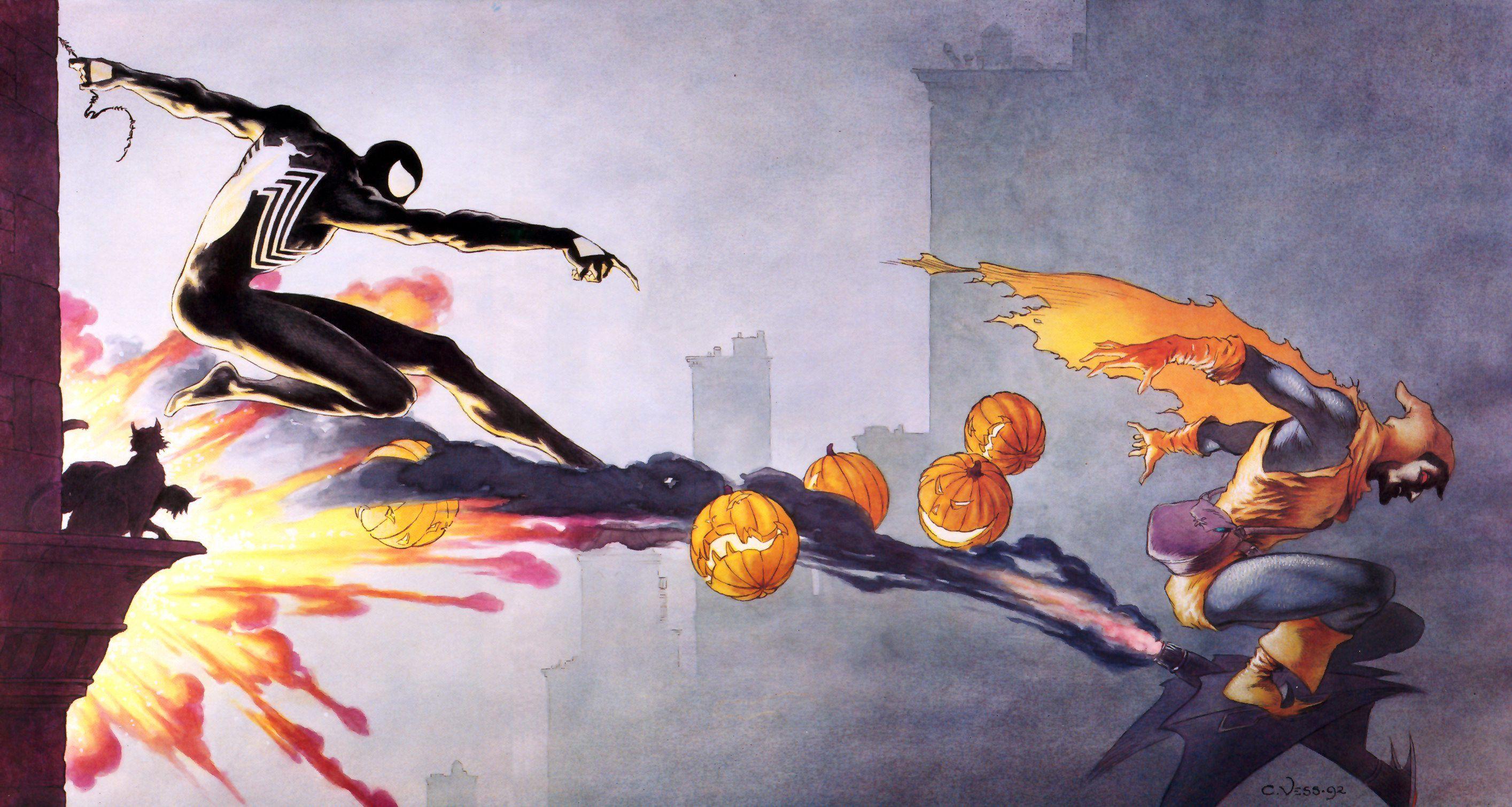 2829x1509 Symbiote black suit spiderman and hobgoblin wallpaper. Nerdy