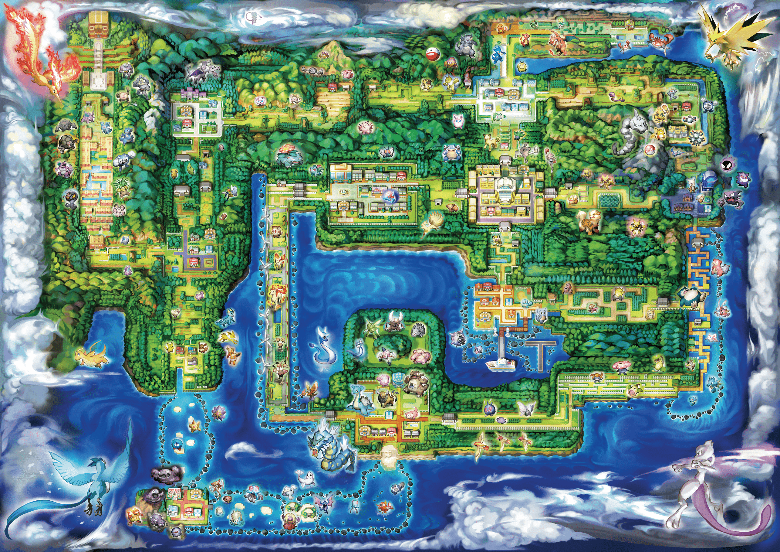 2571x1818 Kanto. Pokémon